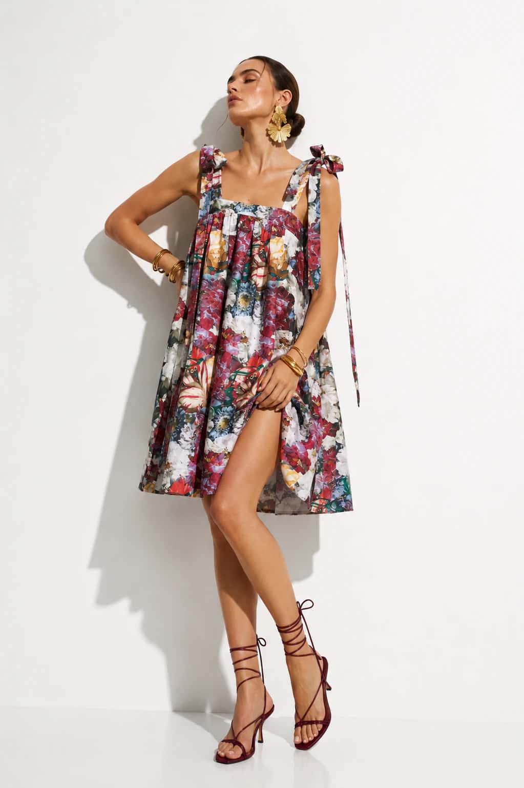 Vestido Nolli Vinotinto Flores - miniatura 2