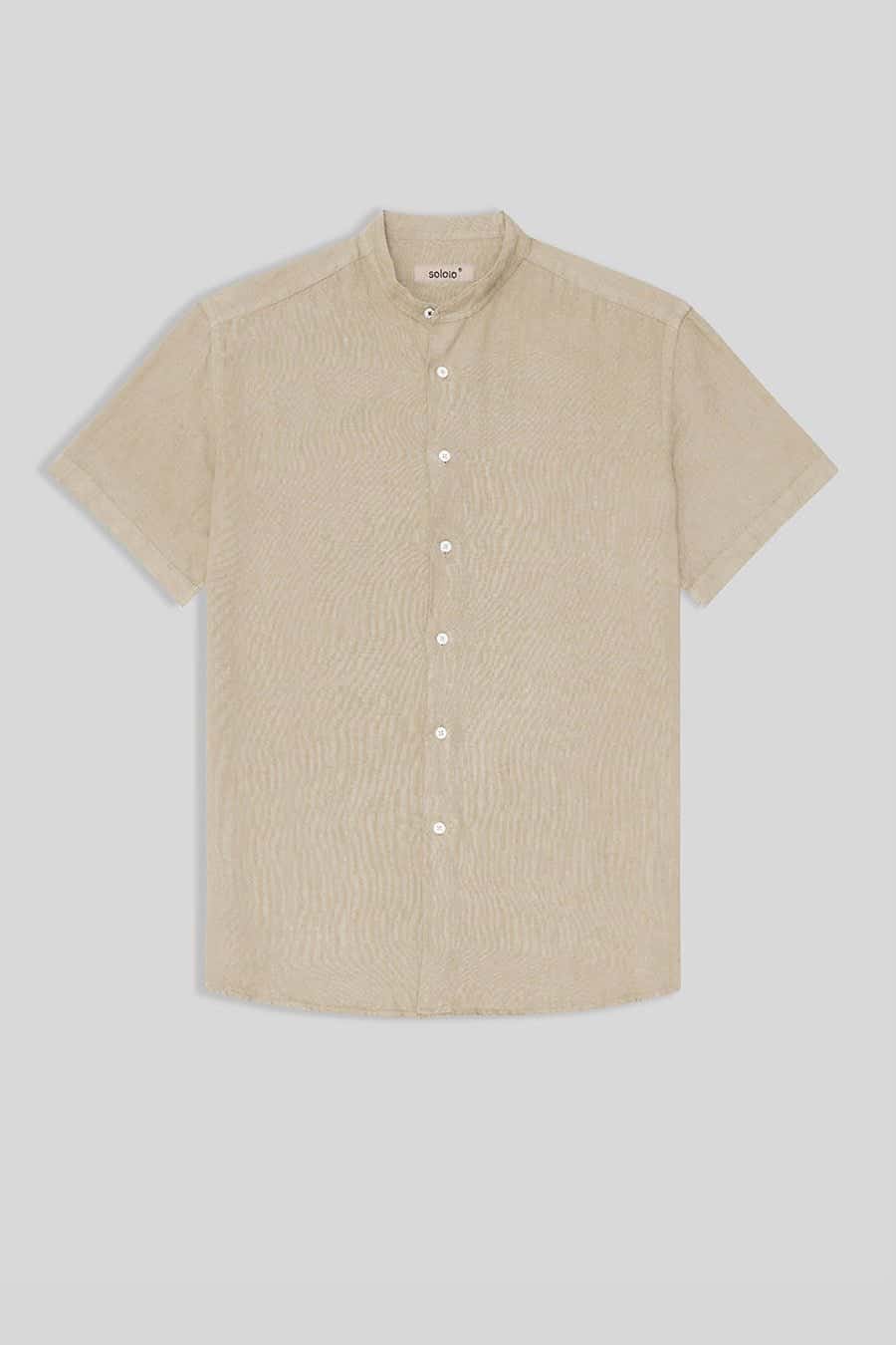 men’s linen shirt mao beige basic