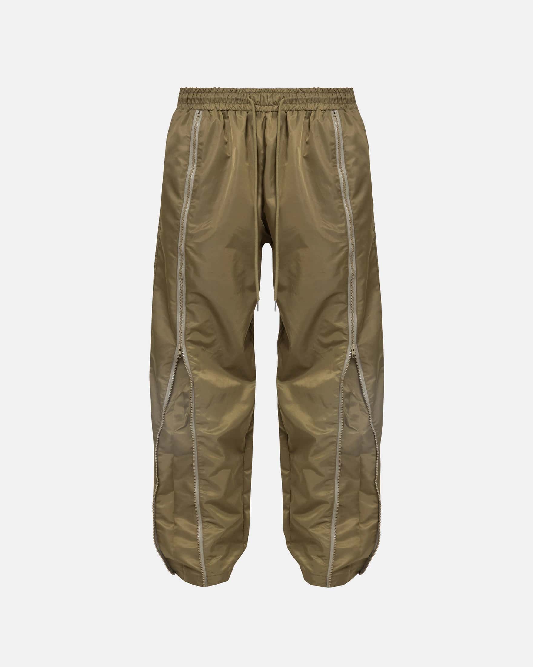 Basics Panelled Zip Up Cargo Pants Green