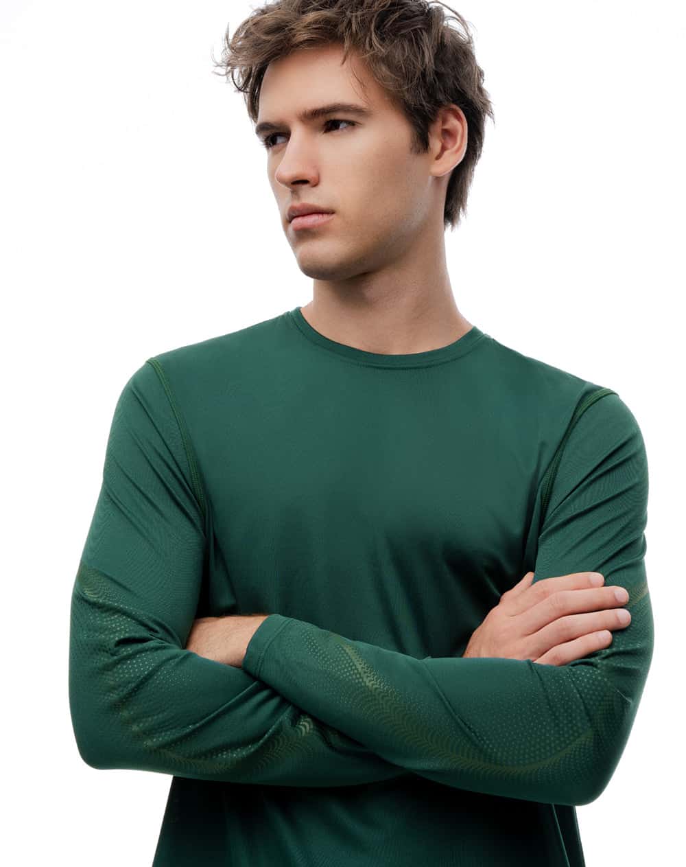 Camiseta regular manga larga verde hombre