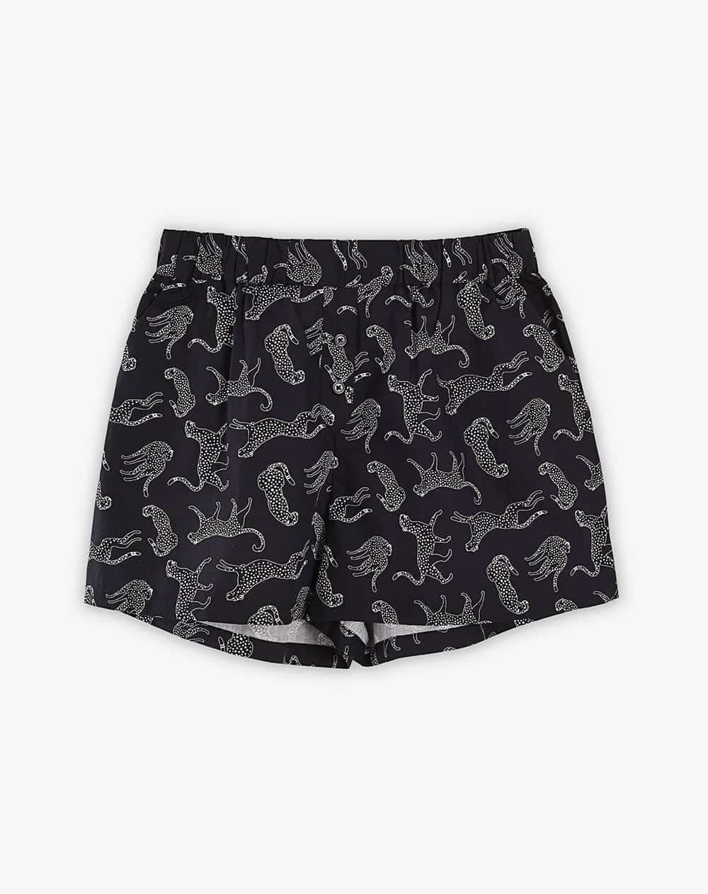 Short pantaloneta negro estampado mujer