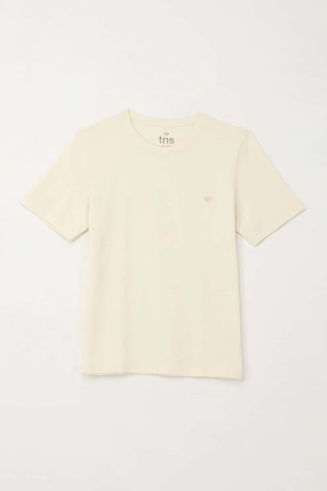 Camiseta básica con raqueta bordada crudo para niño