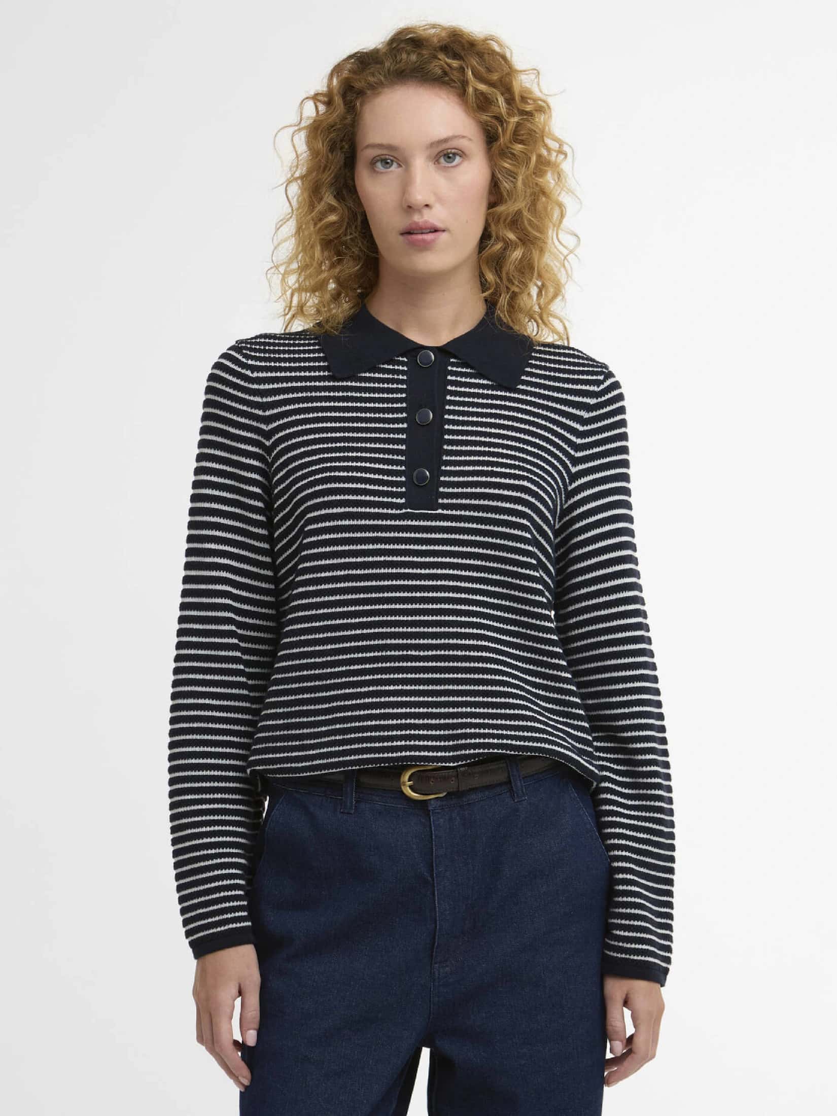 Inez Striped Collared Jumper