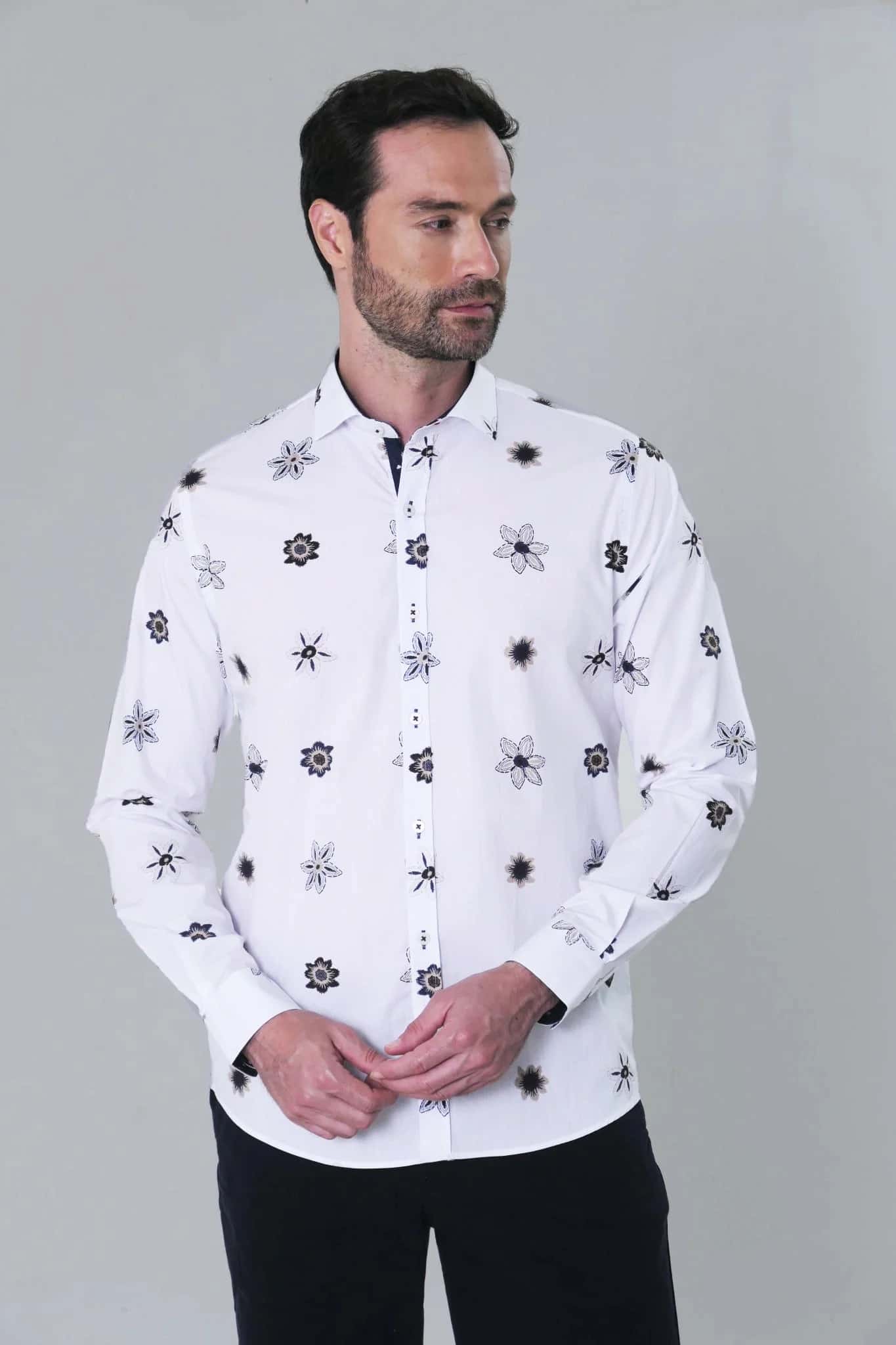 Camisa ML Privé Hombre Estampado Mini Flor