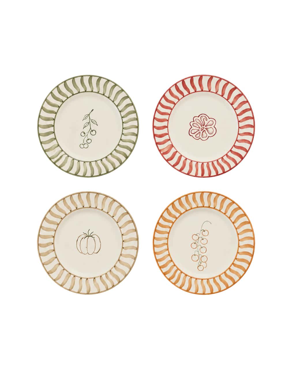 PREORDER - SET X4 DESSERT PLATE - TOMATO