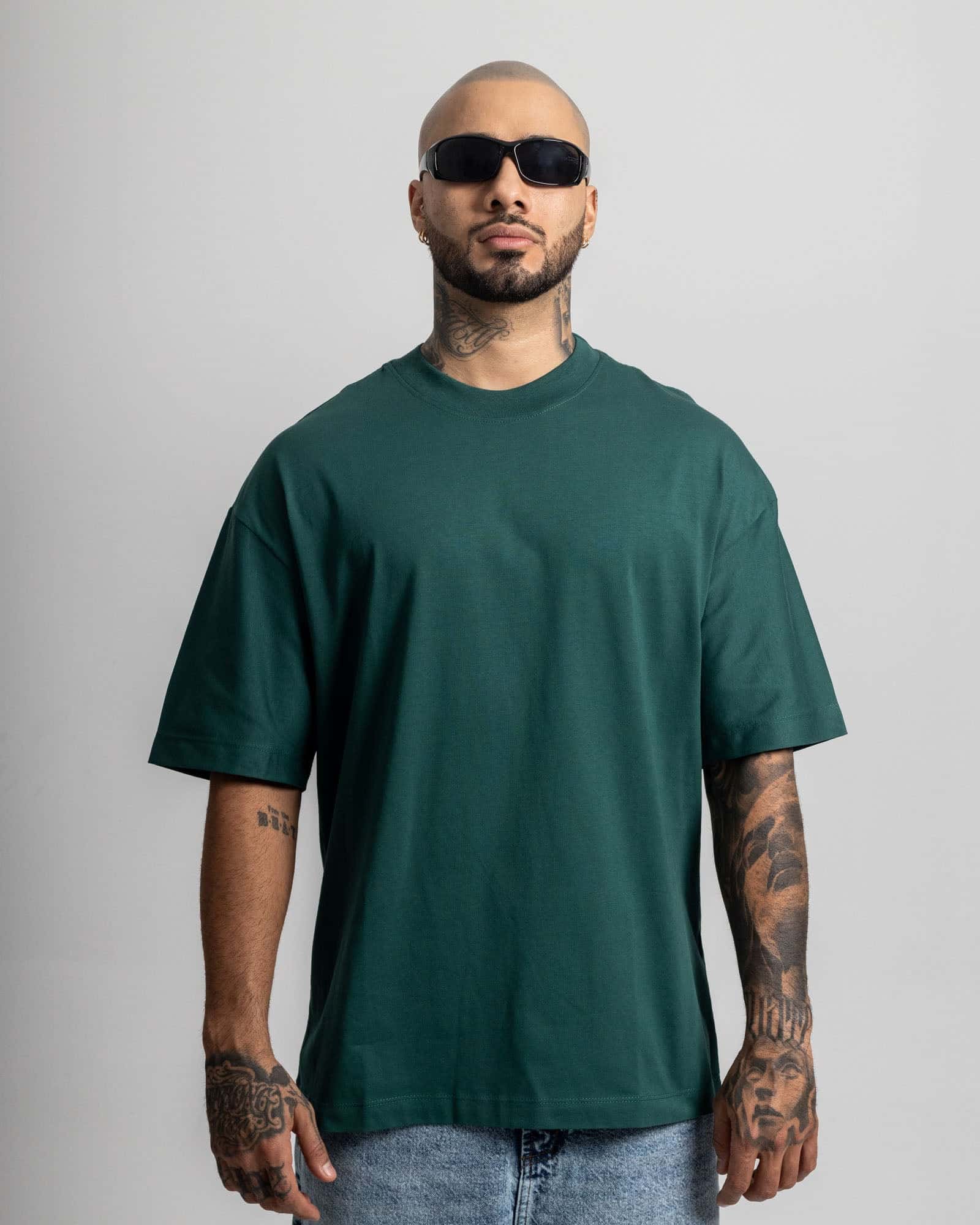 Camiseta Oversize Básica Verde Botella