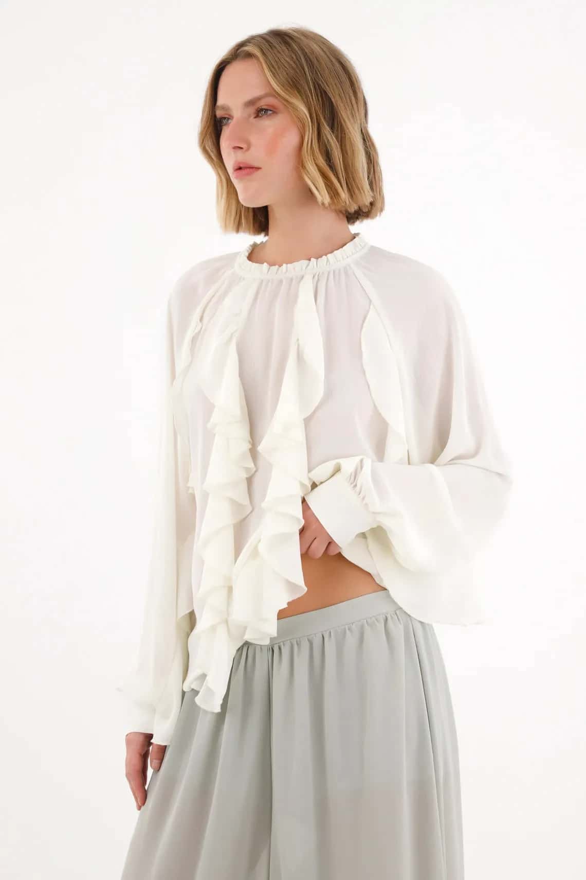 Camisa con diseño de boleros crudo de ajuste cómodo para mujer