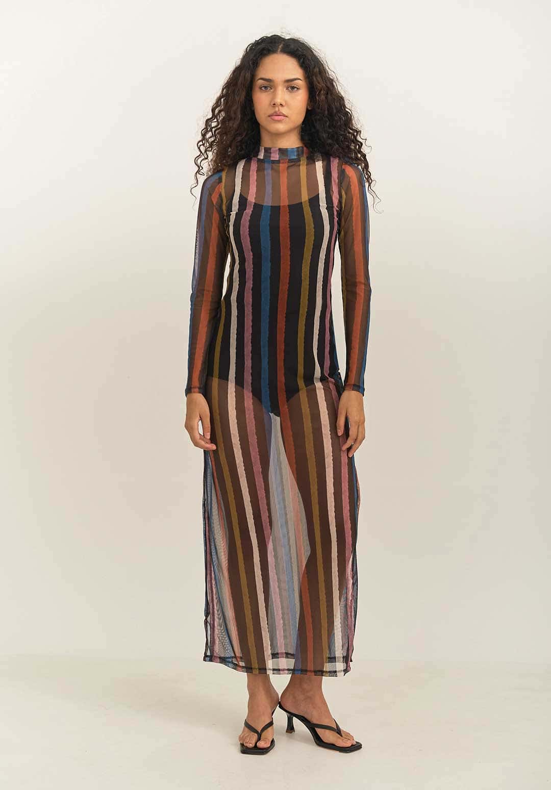Vestido Mesh Eje Negro - miniatura 1