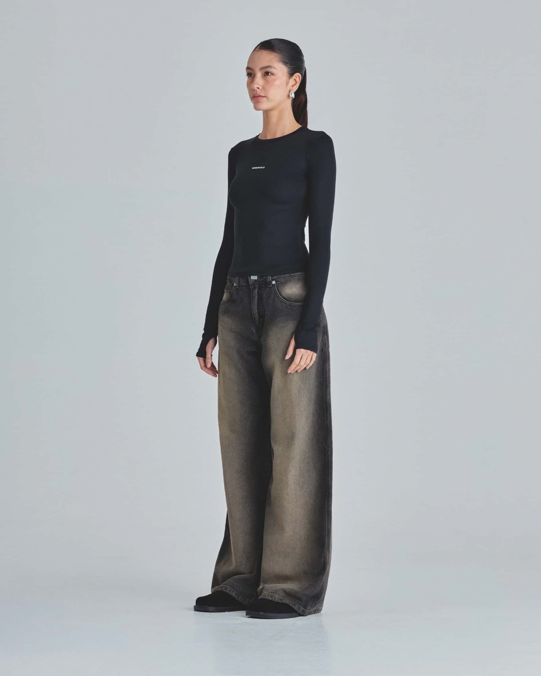 W Line Basic Long Sleeve Tshirt Black - miniatura 5