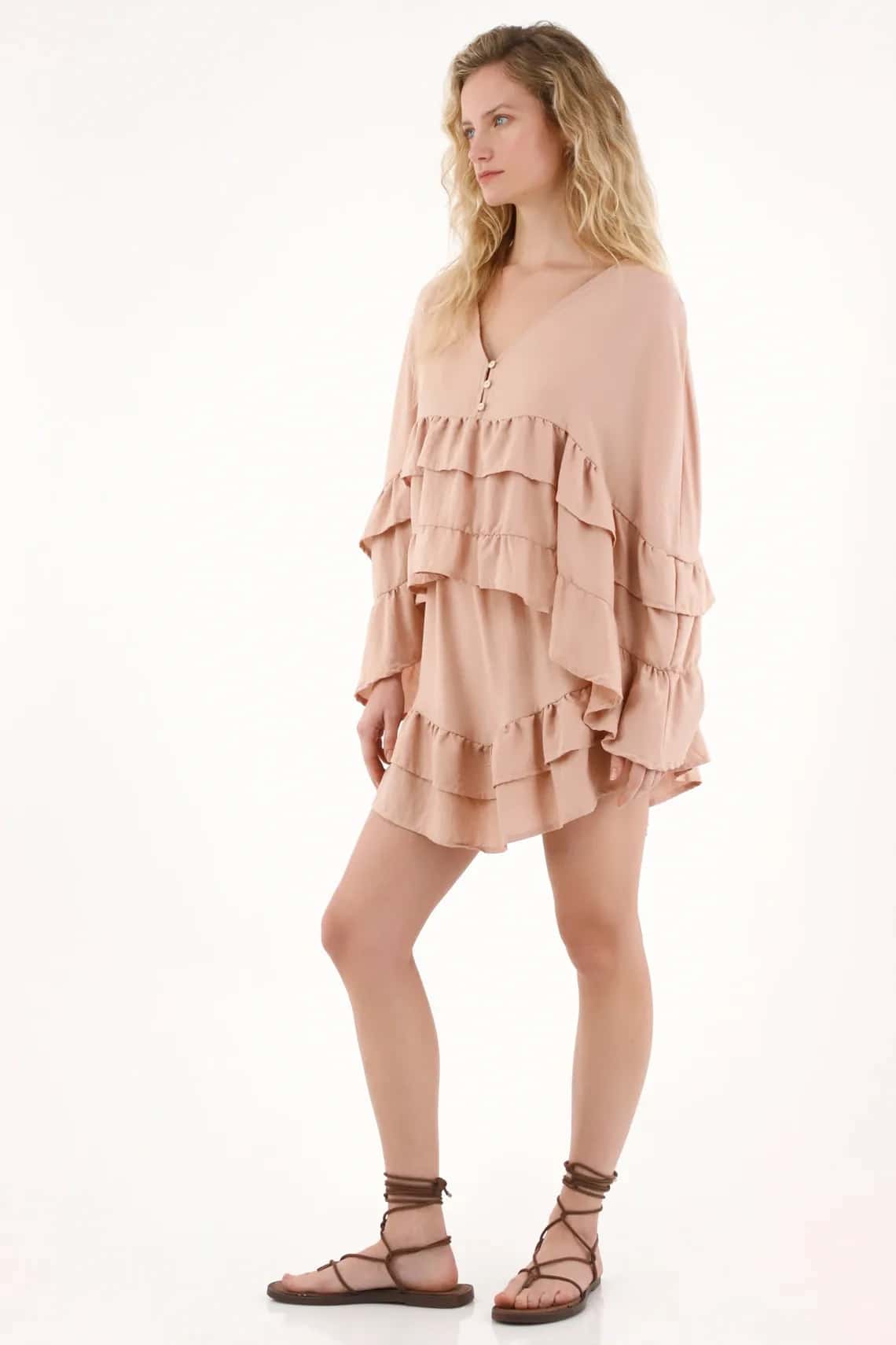 Vestido tipo capa con boleros para mujer