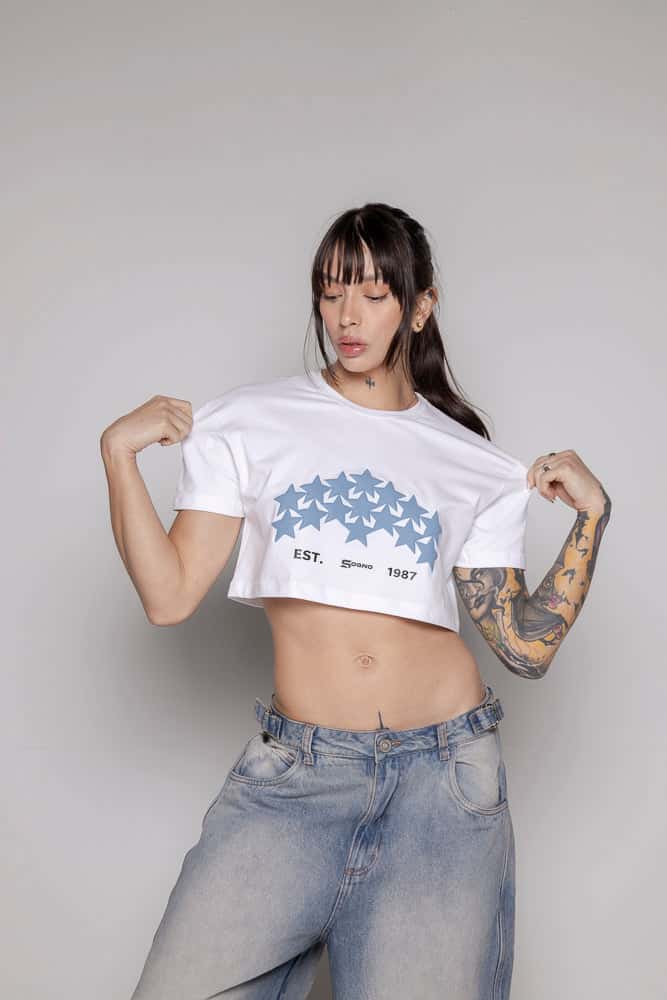 Crop-Top Courage Estrellas/Azul-Blanco - miniatura 3