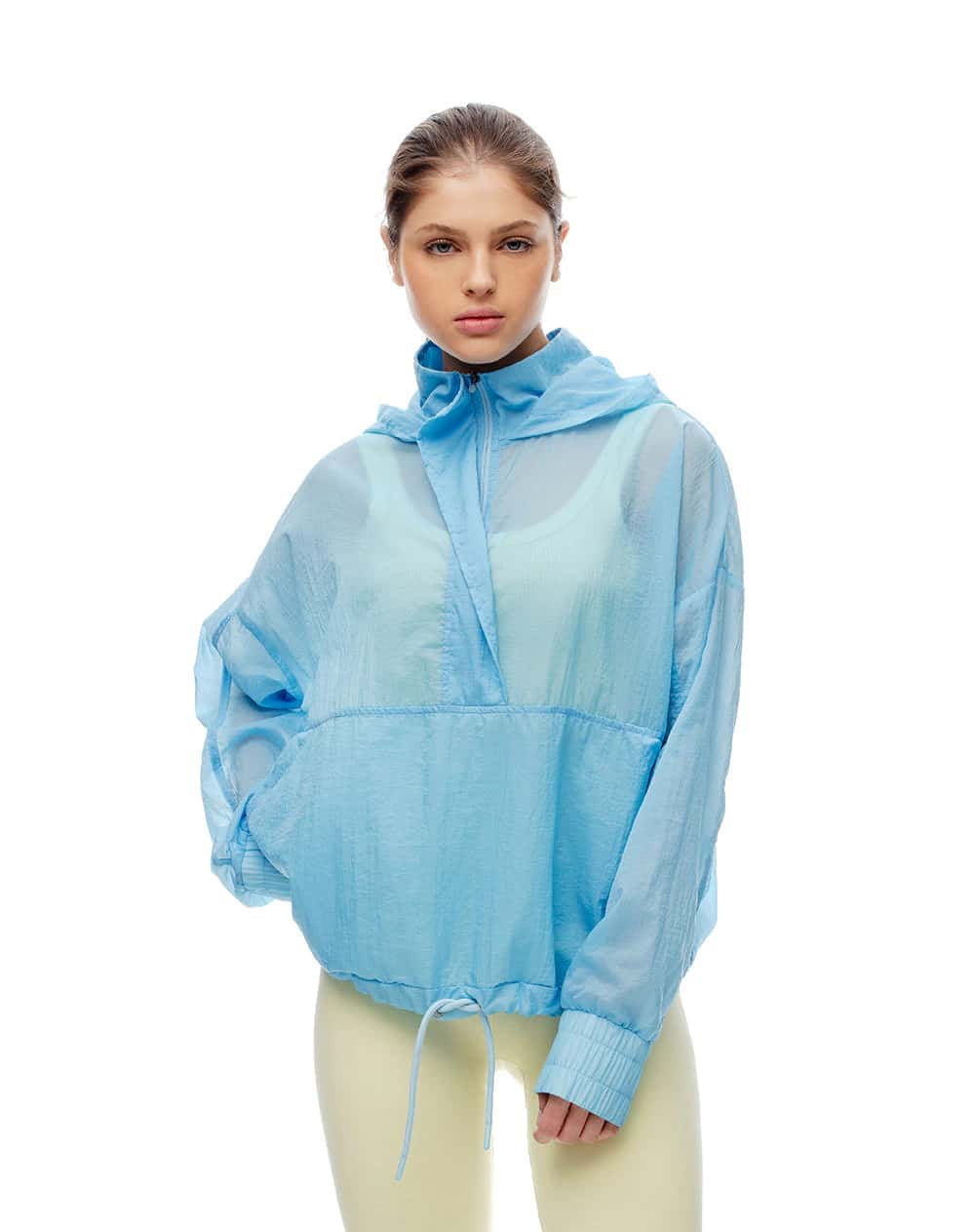 Chaqueta rompevientos oversize azul mujer
