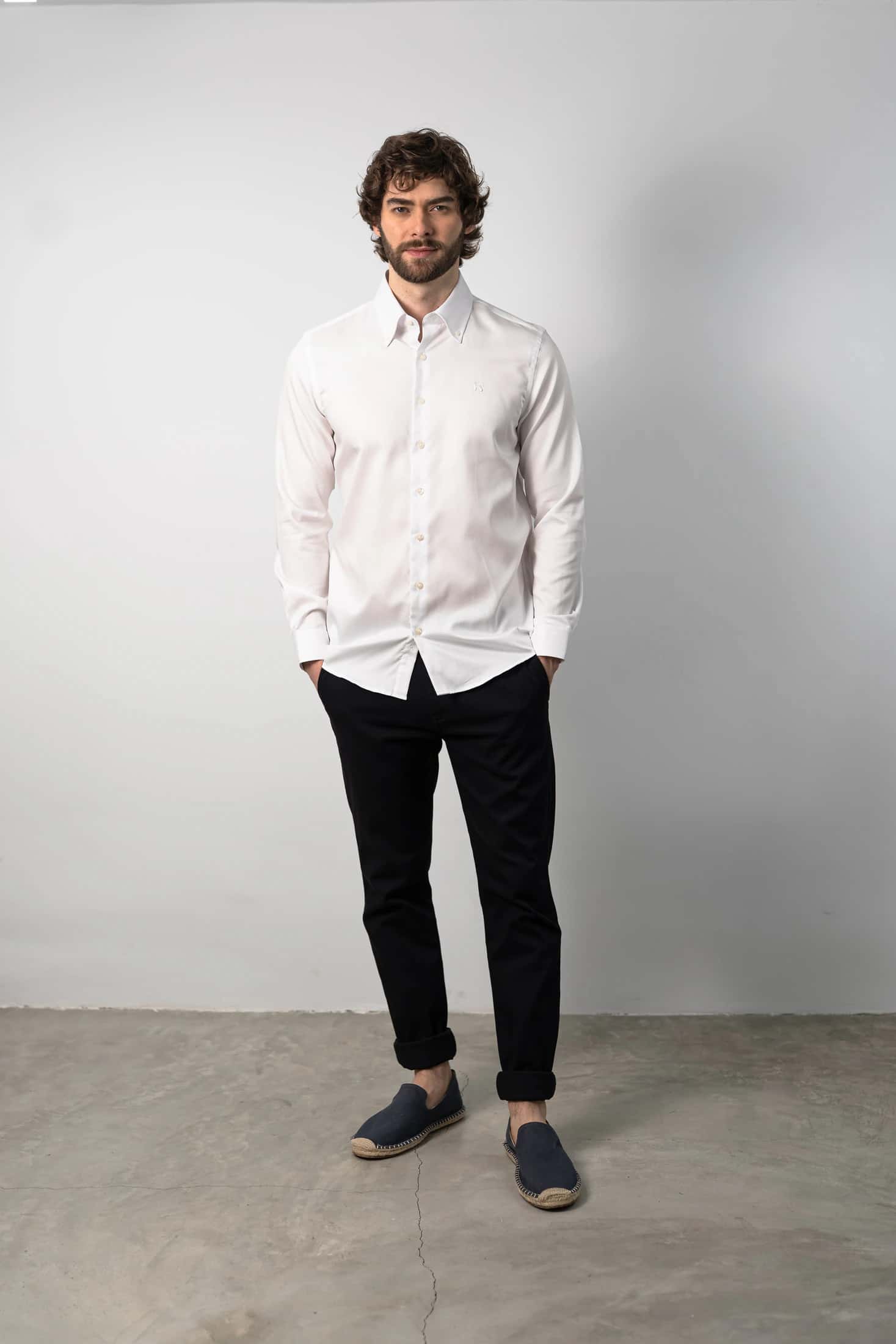 Camisa Manga Larga Blanco/Cuadros