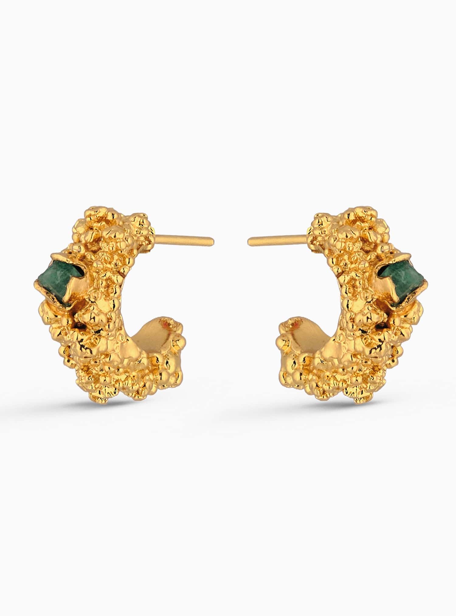 Aura Emerald Hoops Small