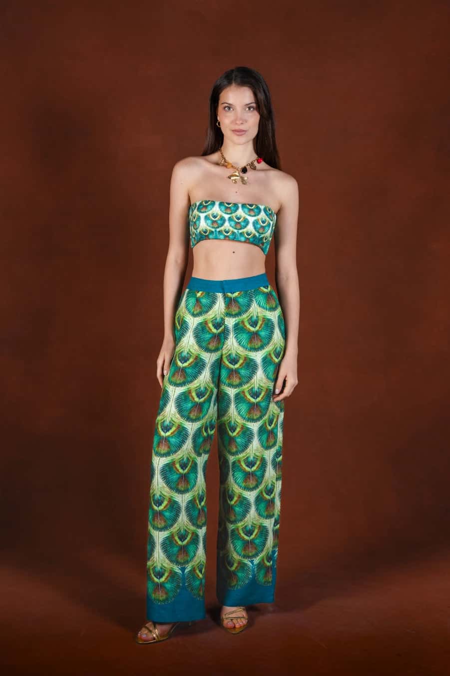 Women's Iridis linen trousers green