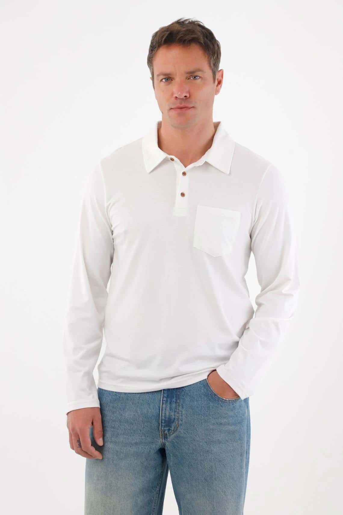 Camiseta de cuello polo blanca para hombre