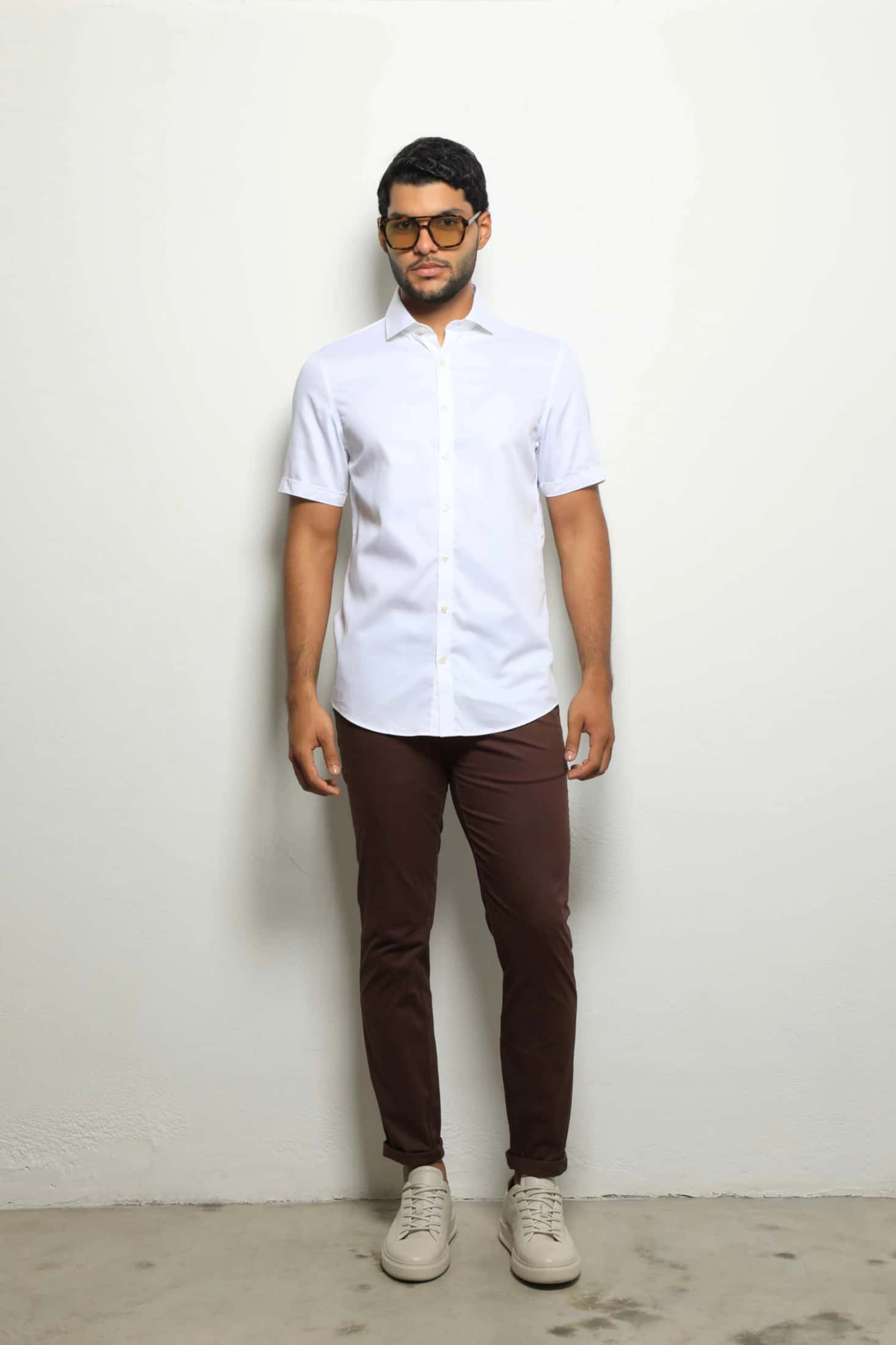 Camisa Manga Corta Blanco/Satin