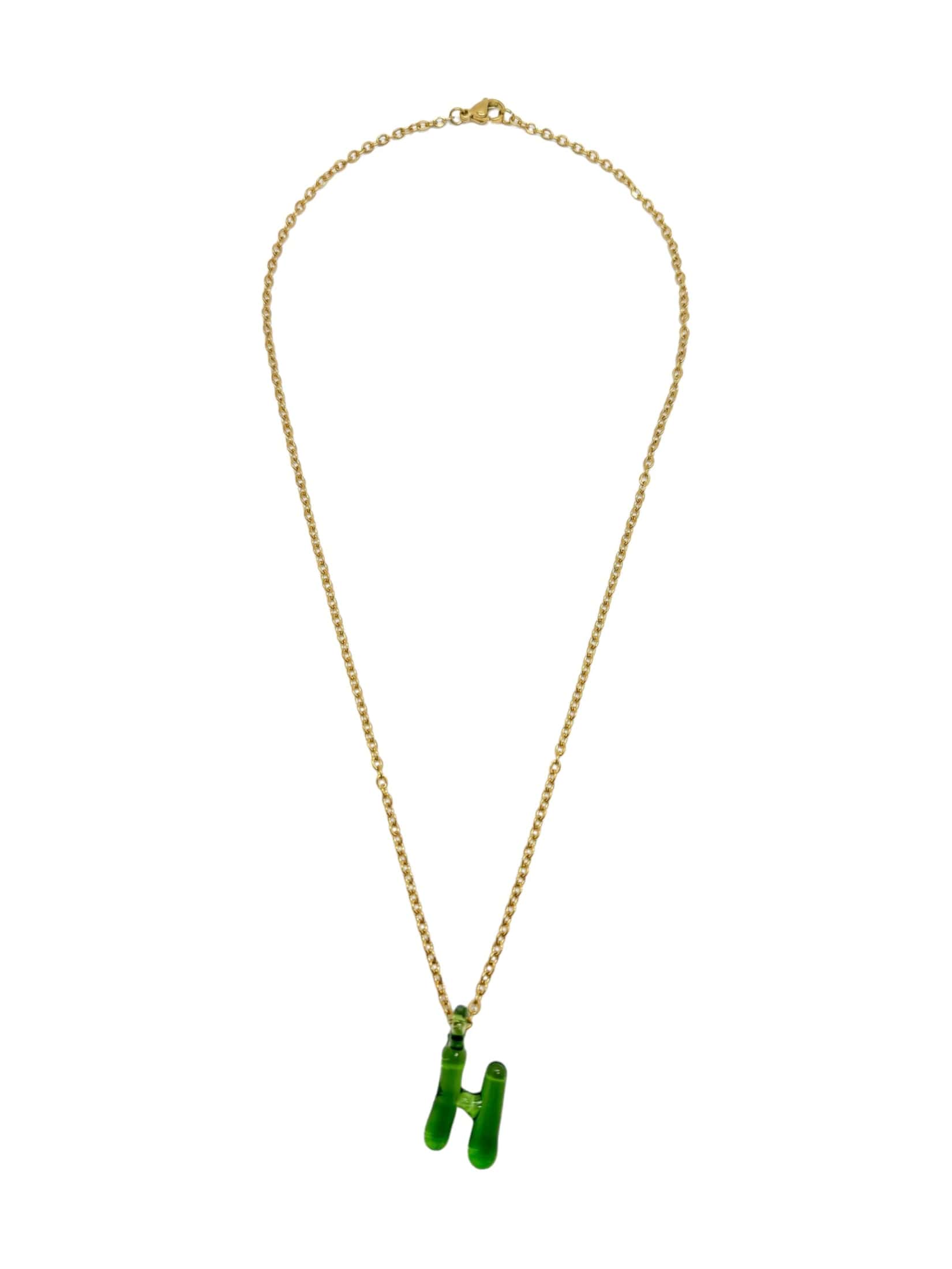 green glass necklace 1 letter - miniatura 5