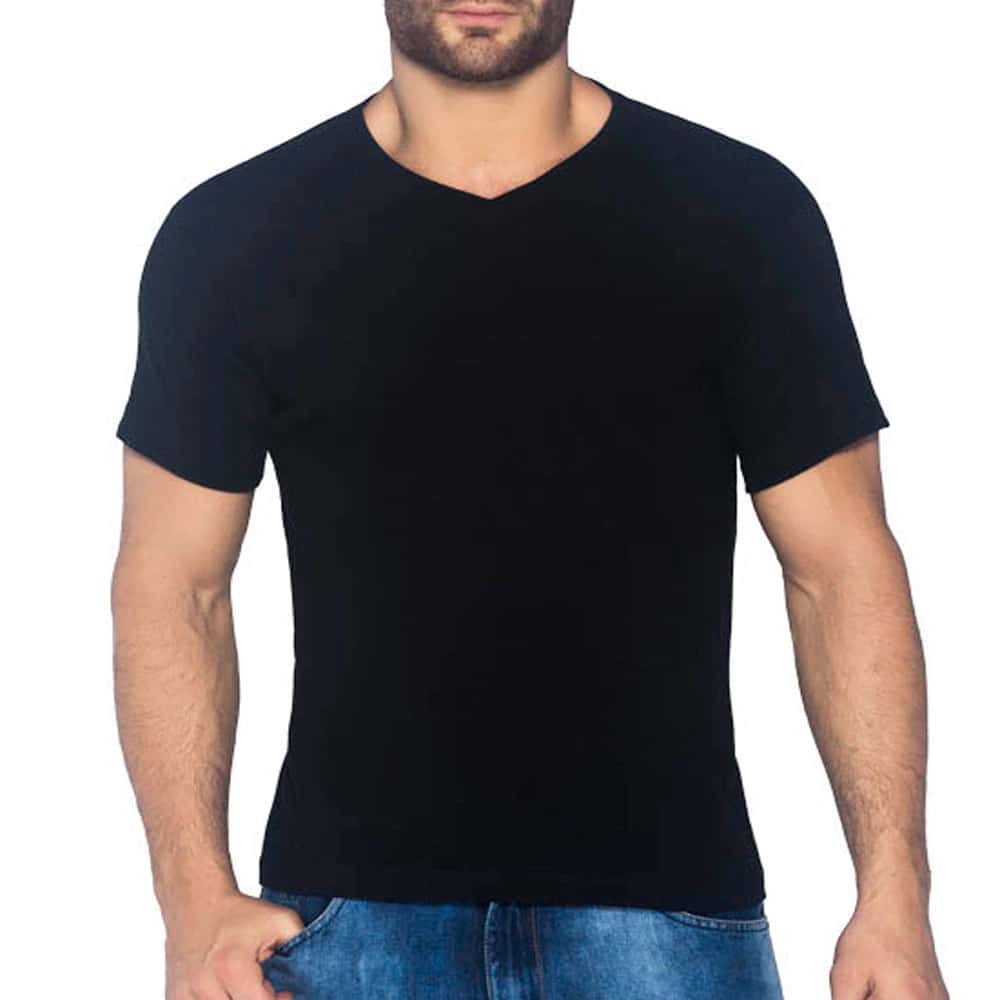 Camiseta Cuello V Negro Croydon para Hombre