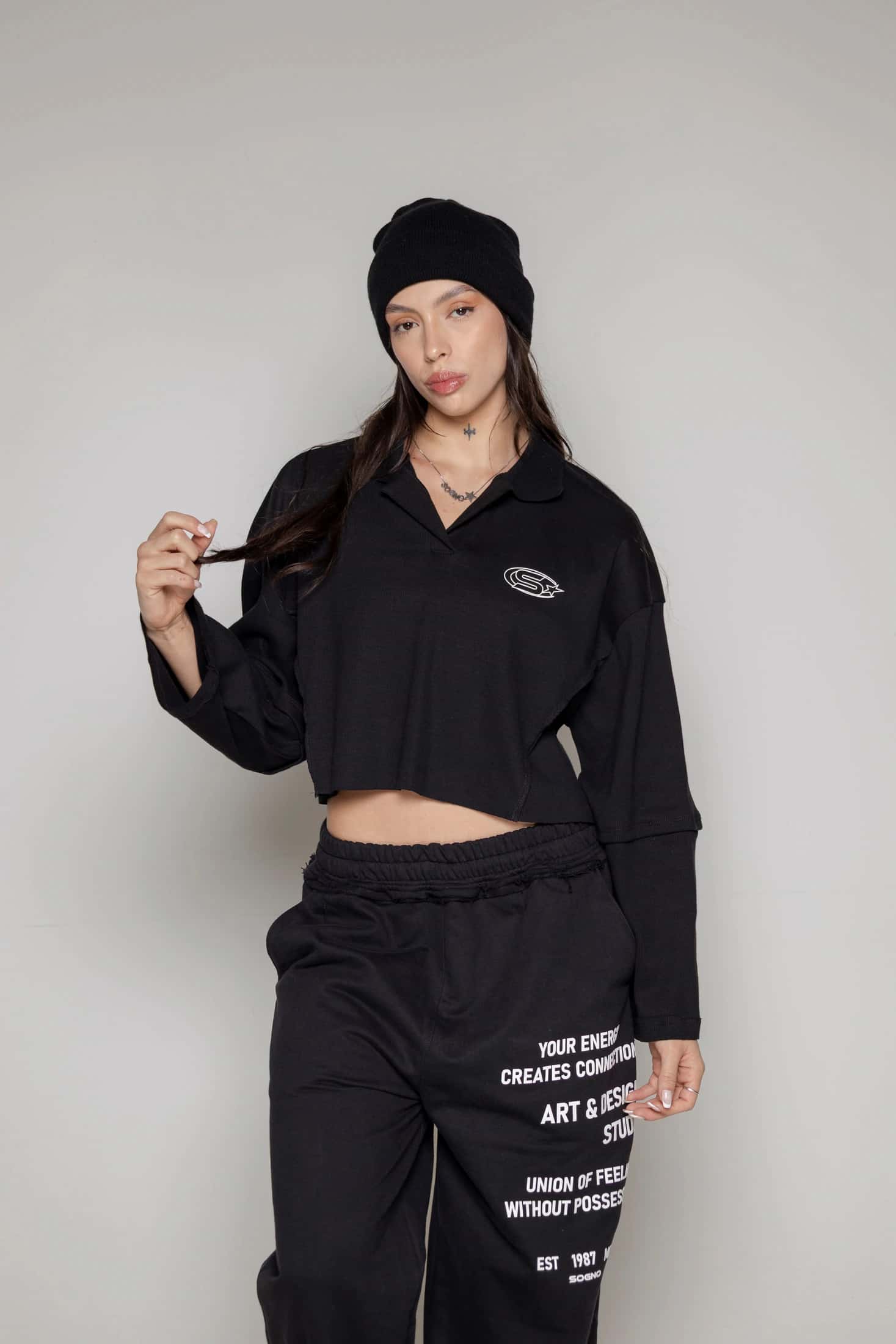 Buzo Dama Courage Tipo Polo-Negro