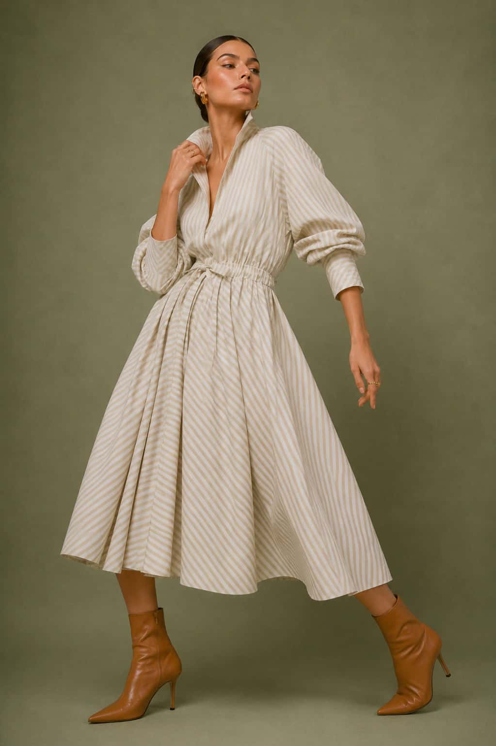 Vestido Limonar rayas camel - miniatura 2