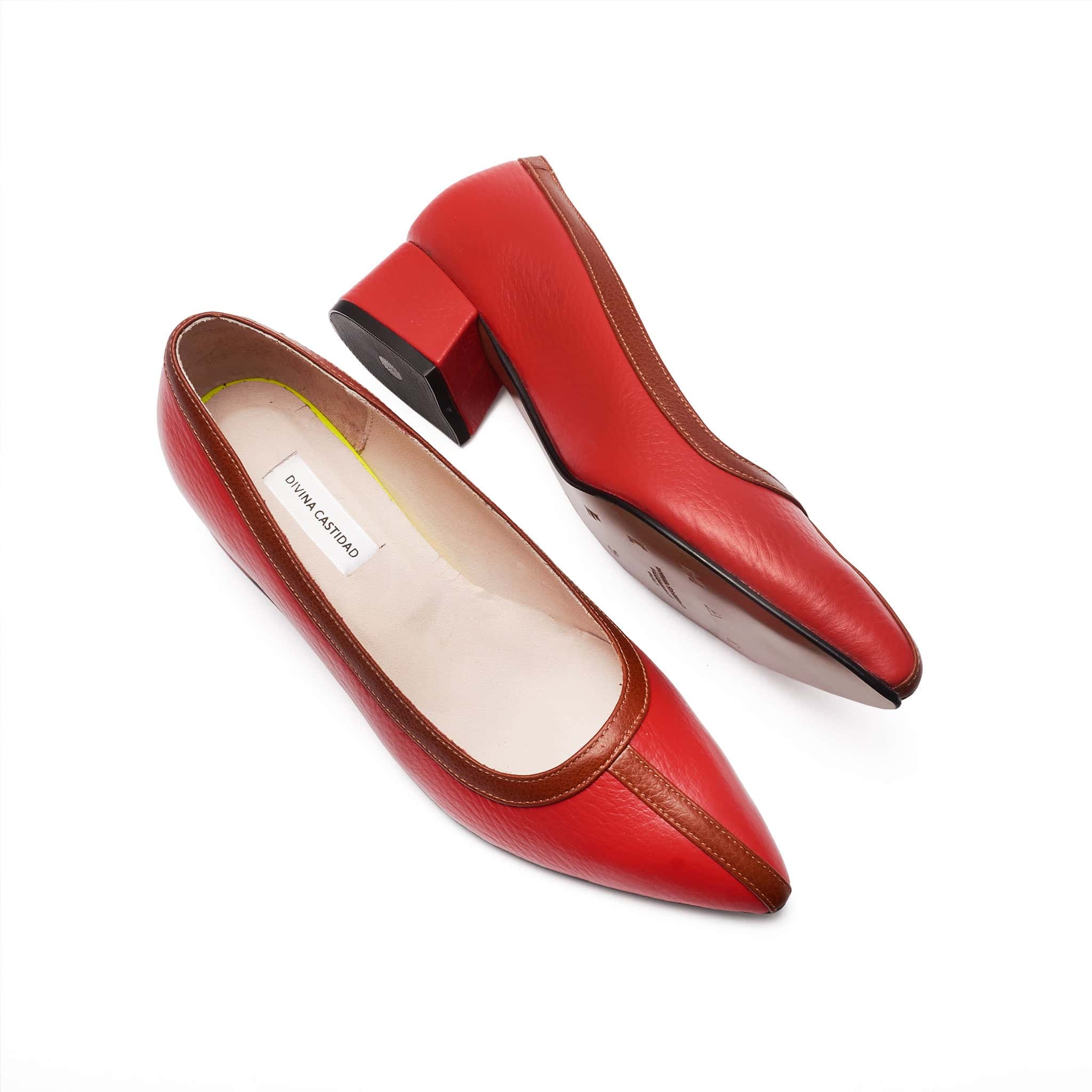 Midi Heels - Red x Caramel