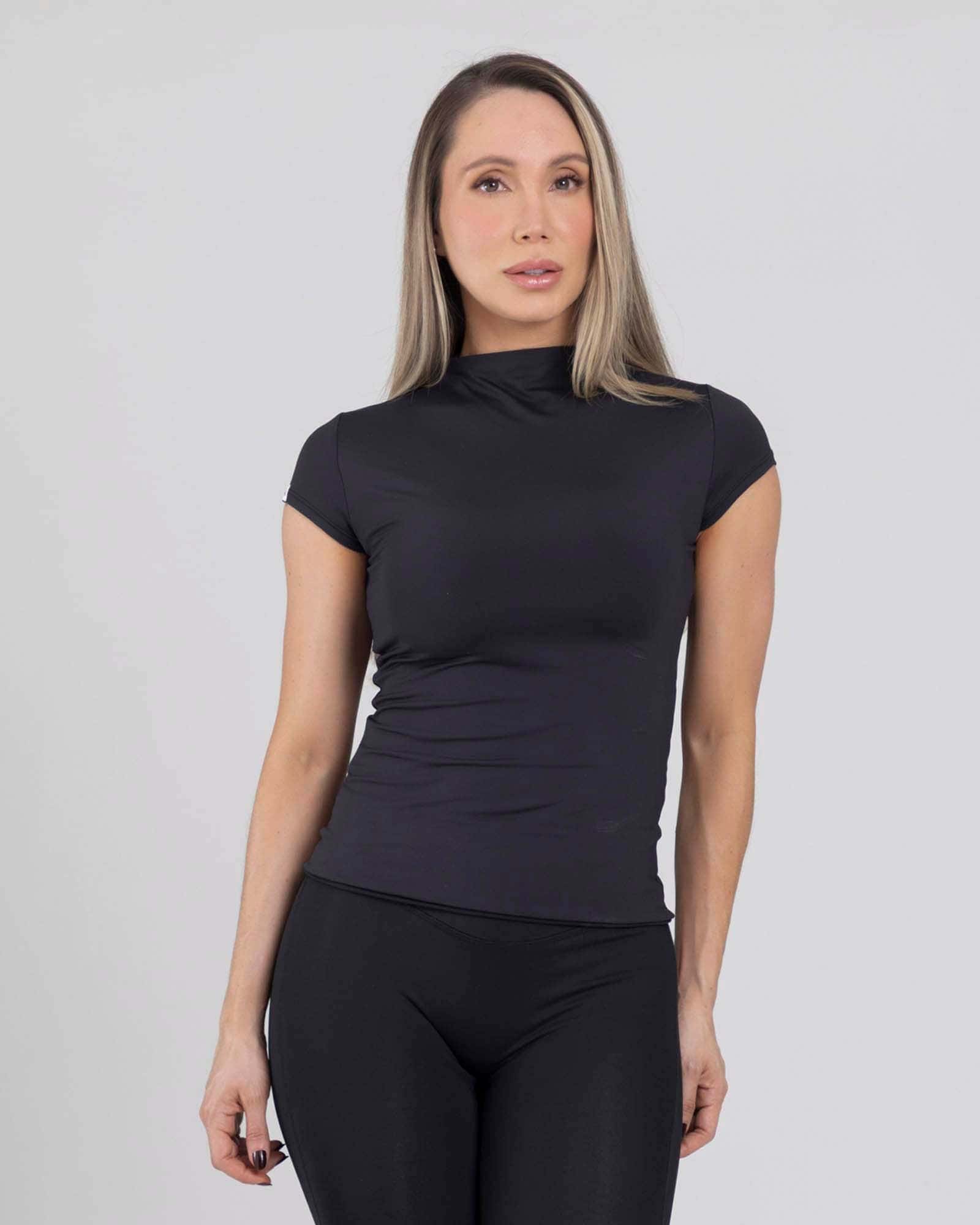 Blusa manga corta zenith negro flexi FIBER