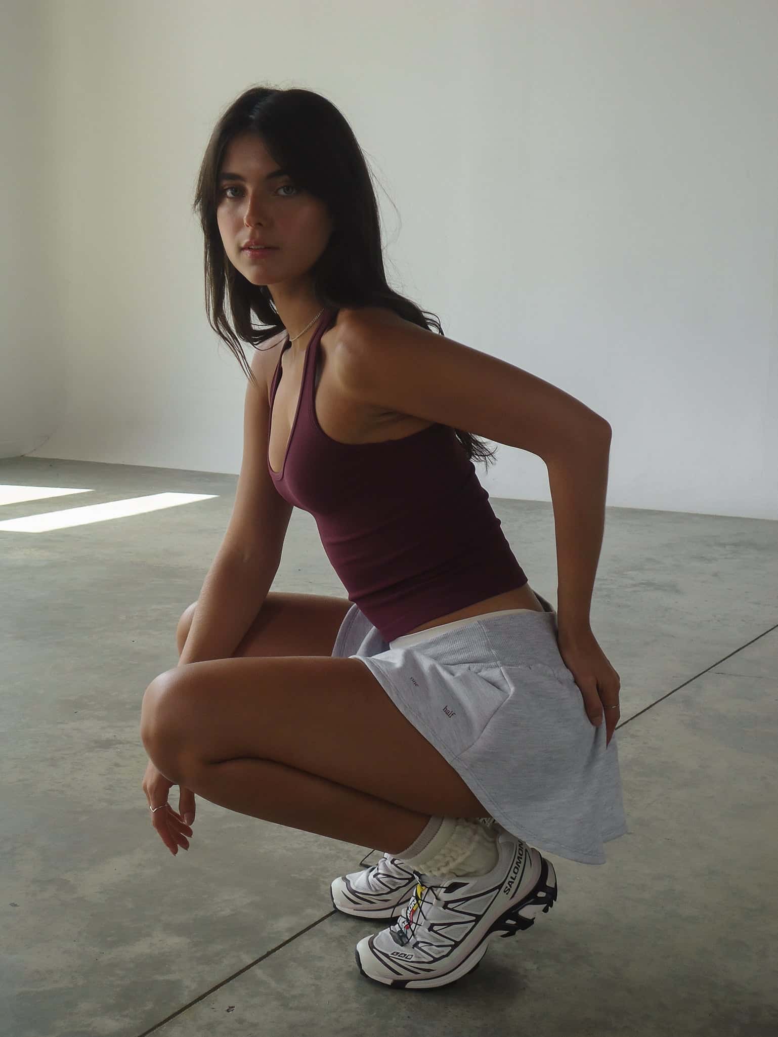 V NECK SEAMLESS TANK TOP - CRANBERRY - miniatura 2