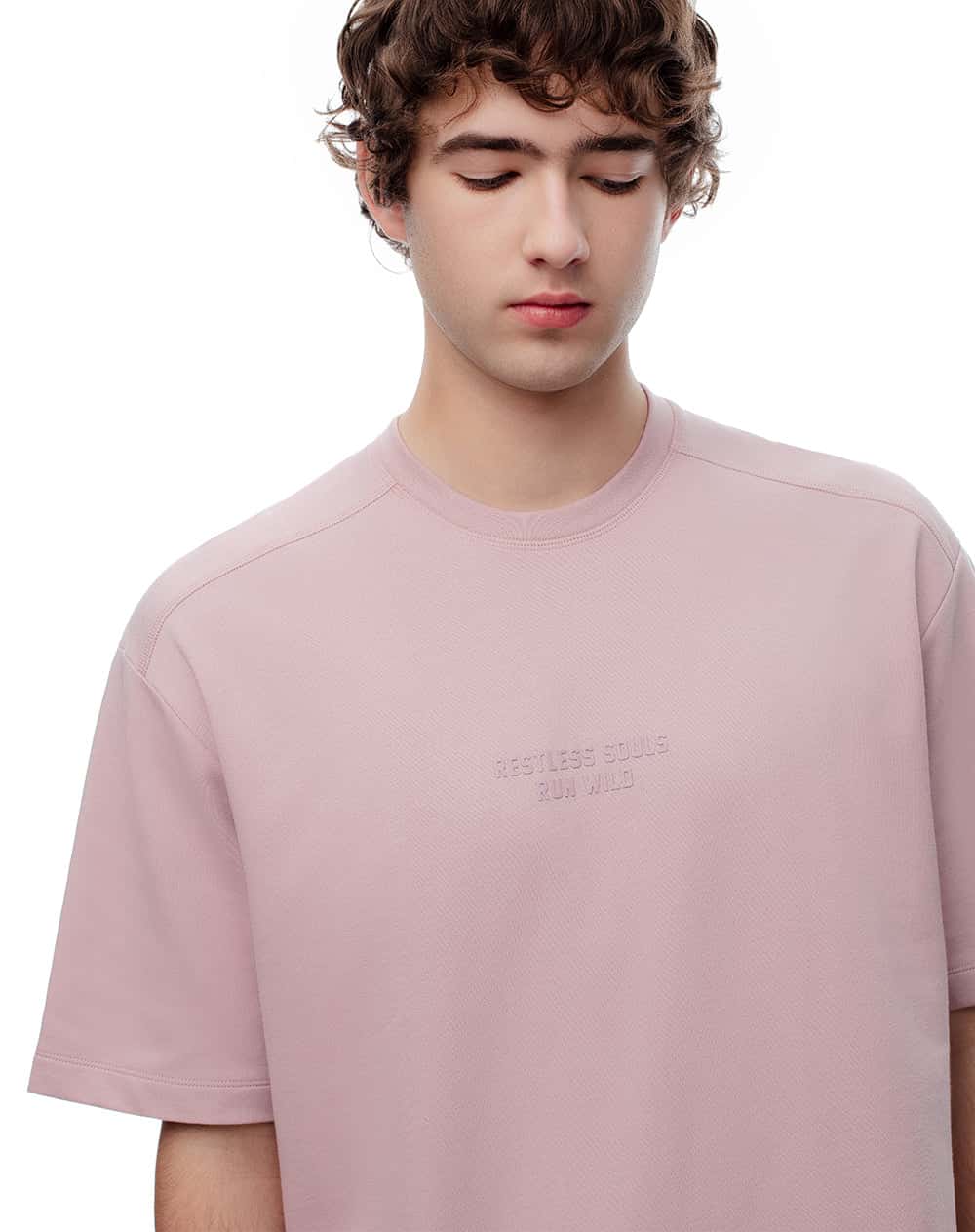 Camiseta oversize algodón palo rosa estampada hombre