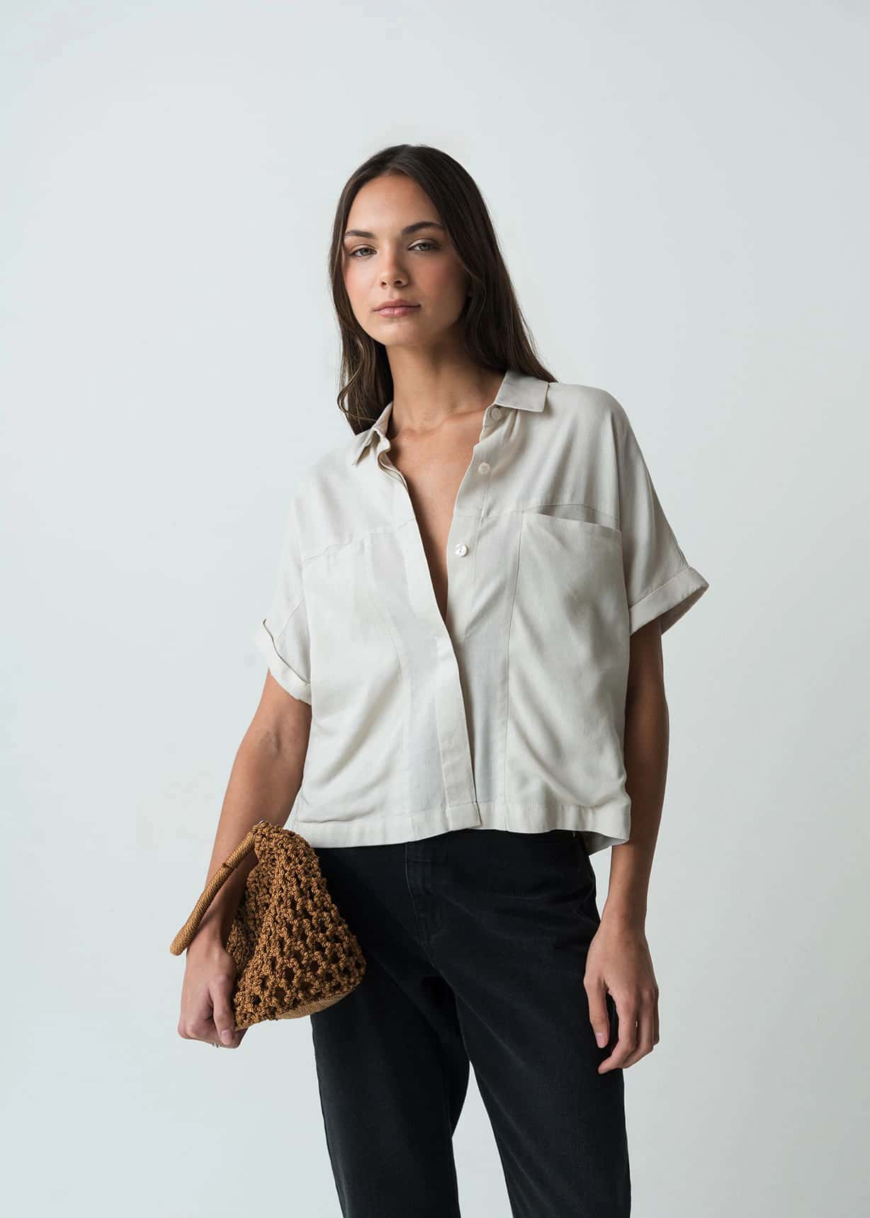 Camisa manga corta tipo lino