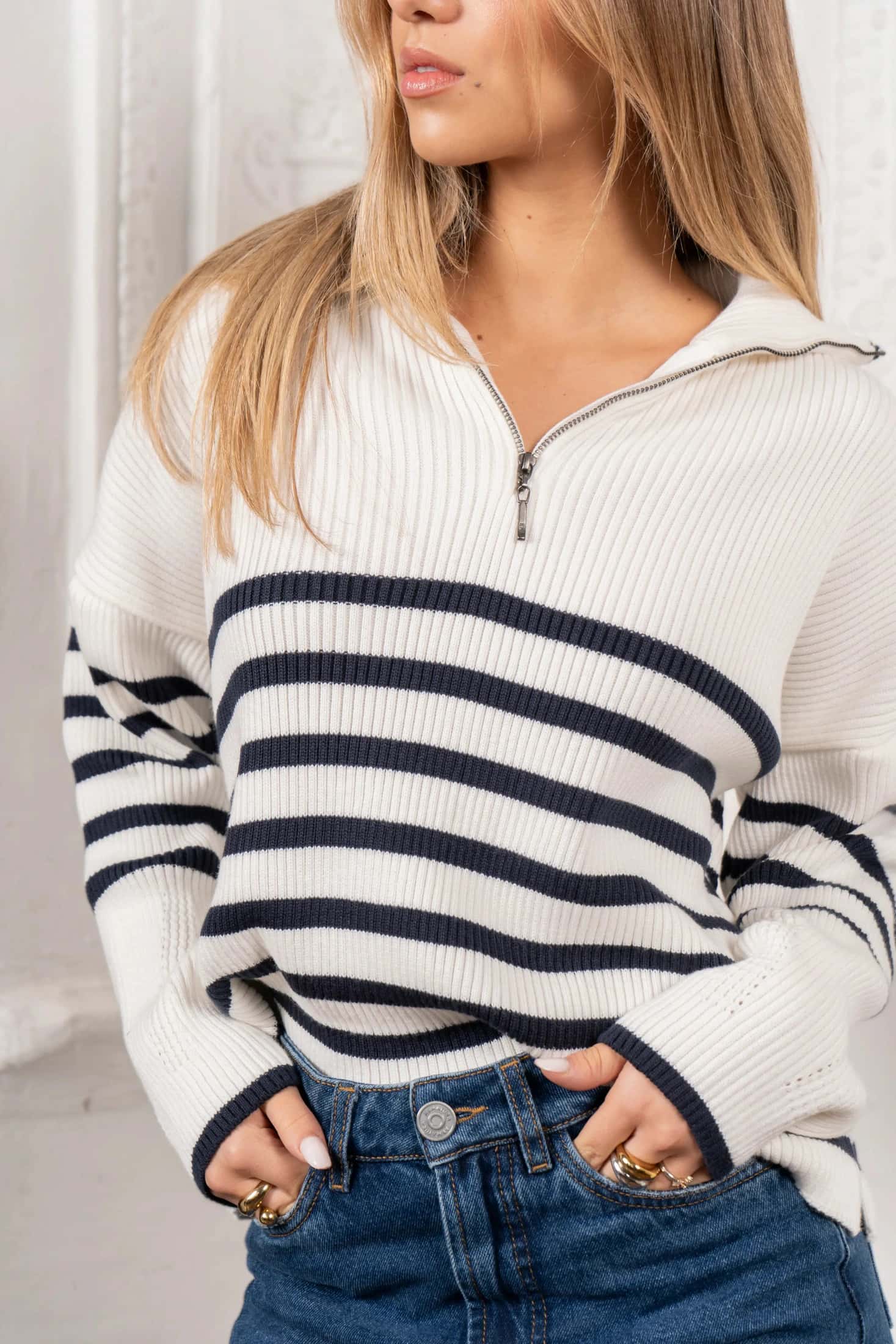 Suéter Halfzip Monet Mujer Hueso