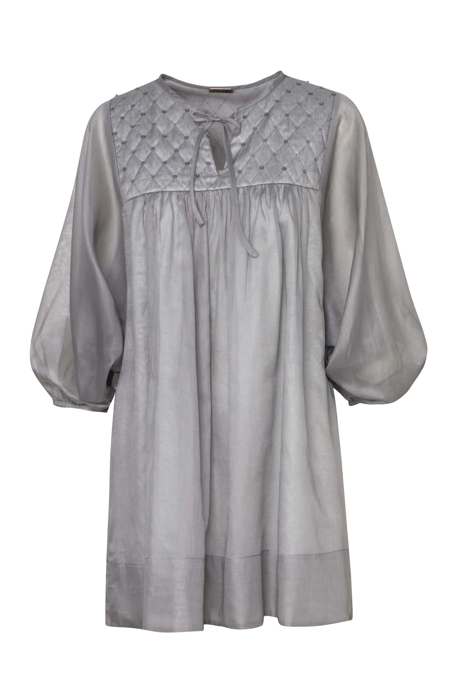 Quilted-Bodice Cotton Voile Mini Dress - miniatura 2