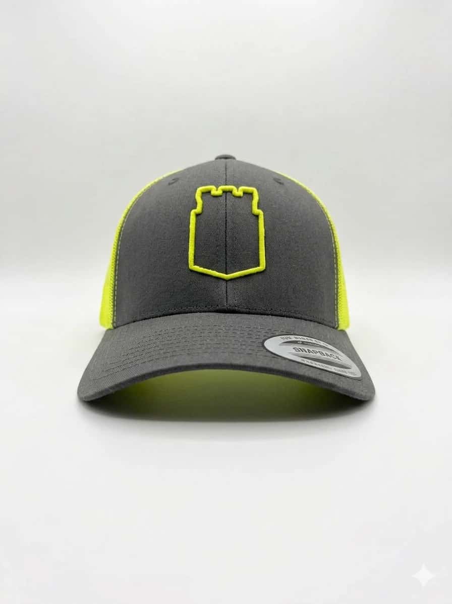 GORRA GRIS MALLA VERDE LIMON