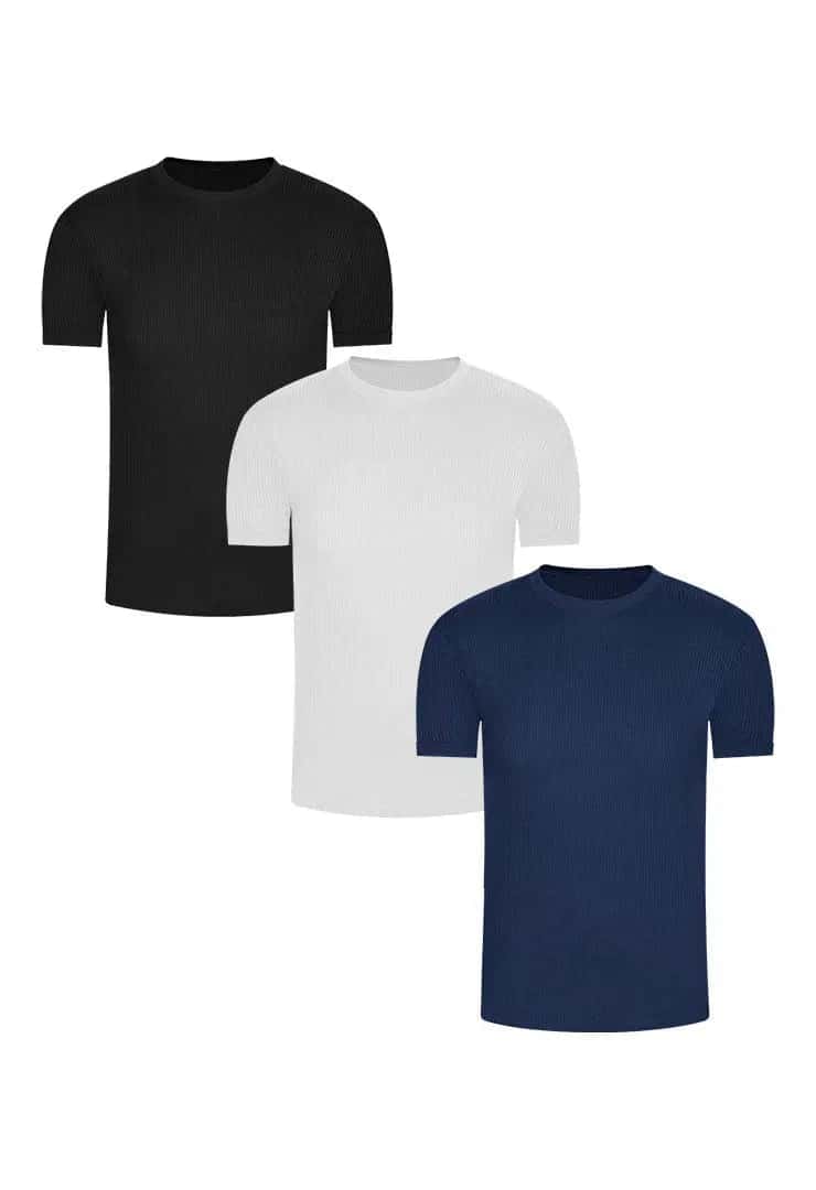 Camiseta cuello redondo acanalada (Pack X3)(2256)