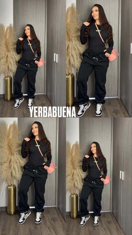 CONJUNTO HAND MADE NEGRO MANGA LARGA
