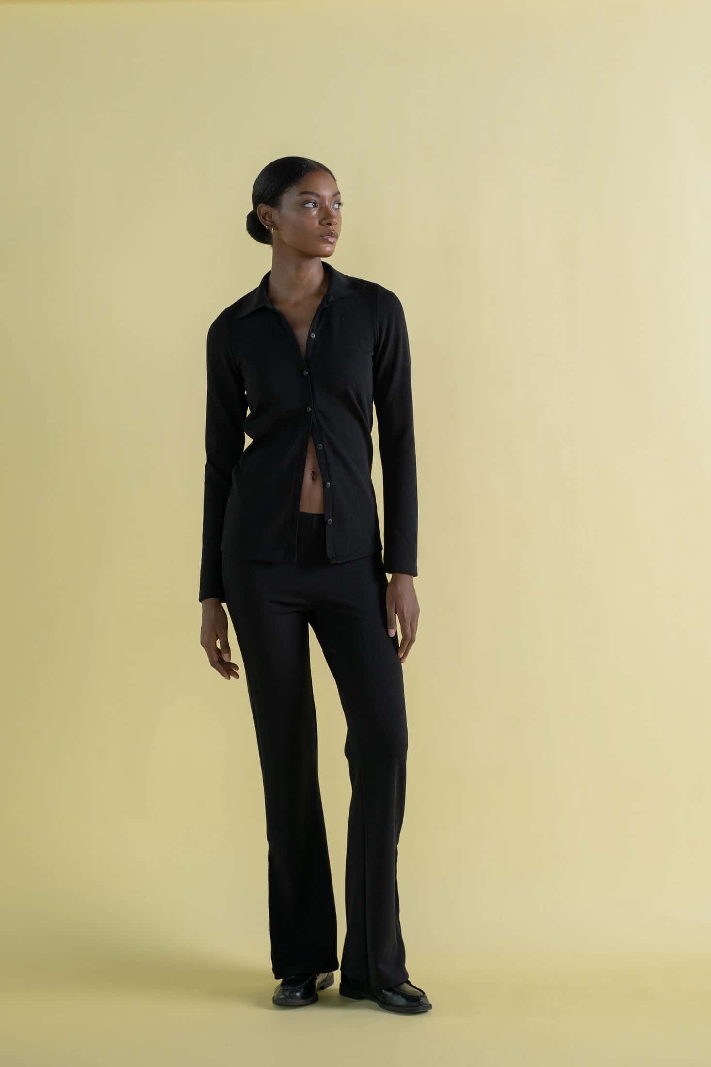 RIBBED PANTS IN BLACK - miniatura 1