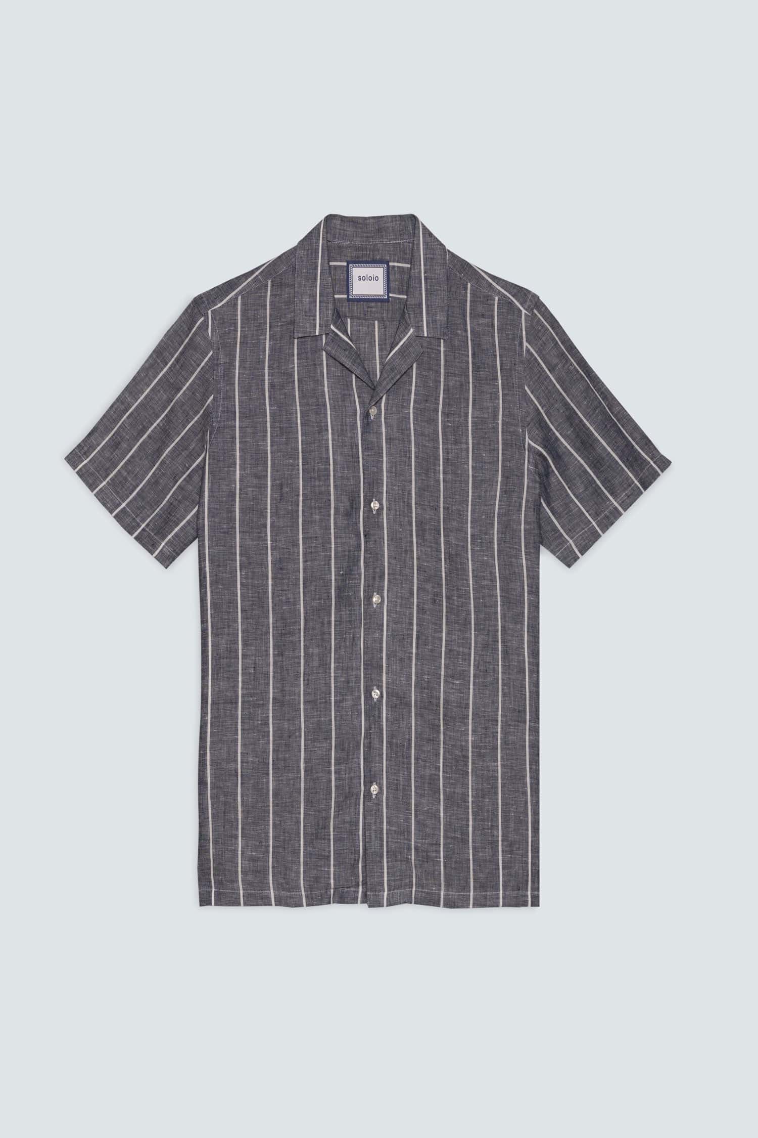 Men's linen shirt striped gray
