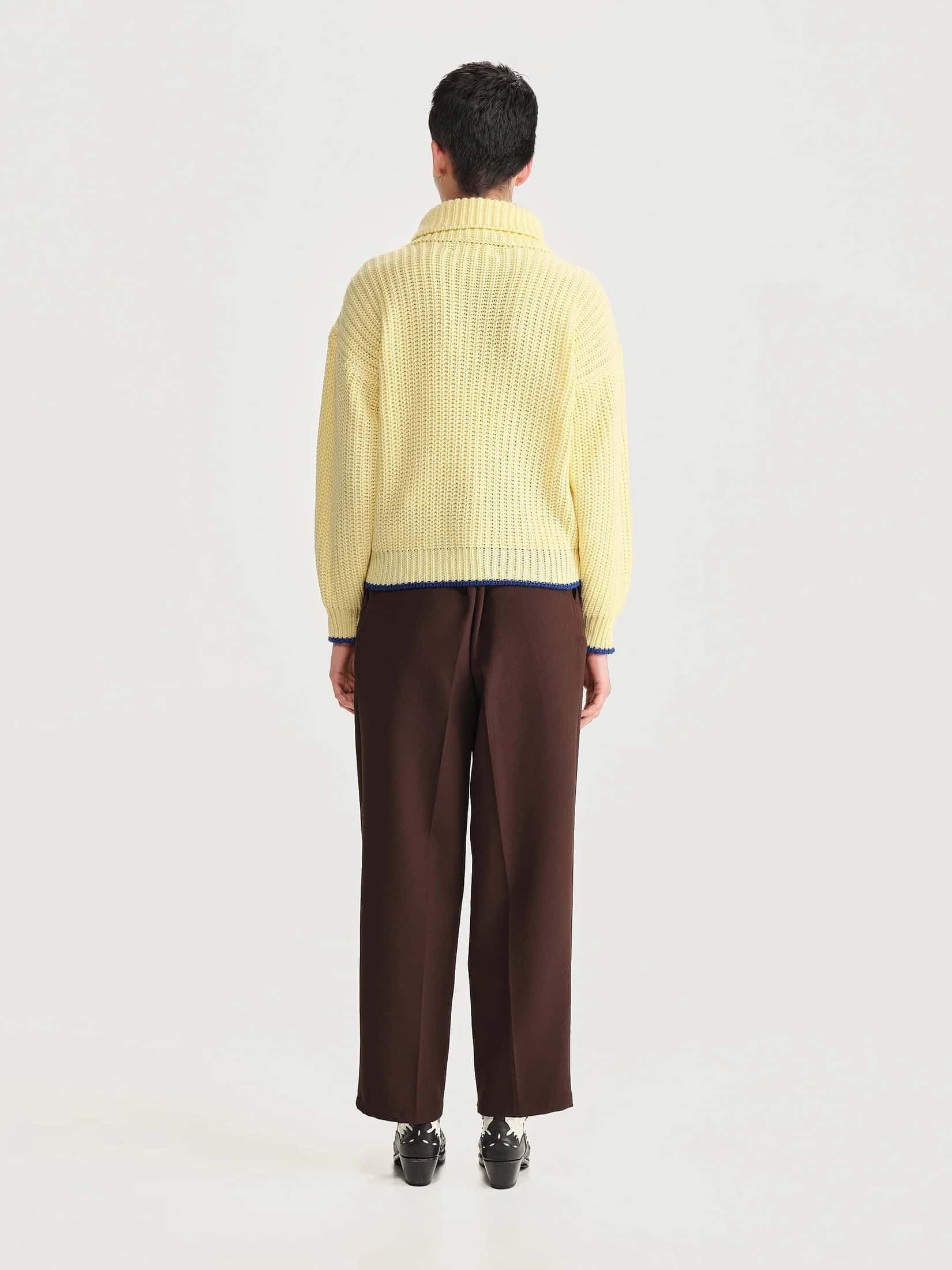 Saco Cuello Tortuga Inglés Amarillo/azul Mujer - miniatura 4