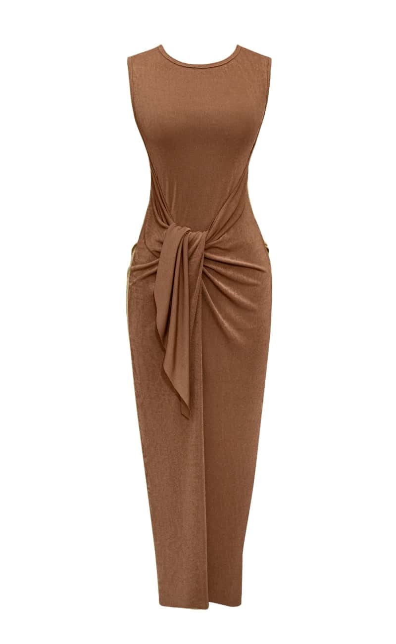 VESTIDO LARGO OBA OCRE