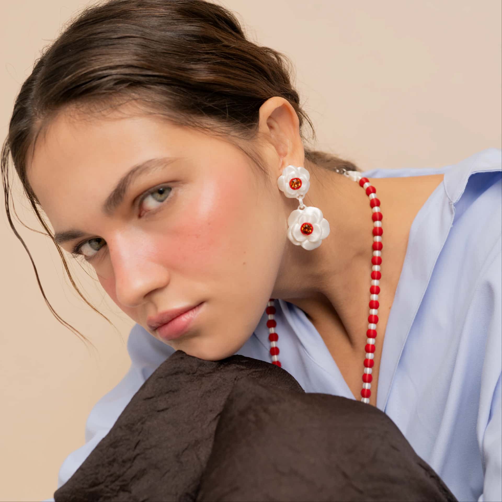 ARETES DOBLE CAMELIA - miniatura 2