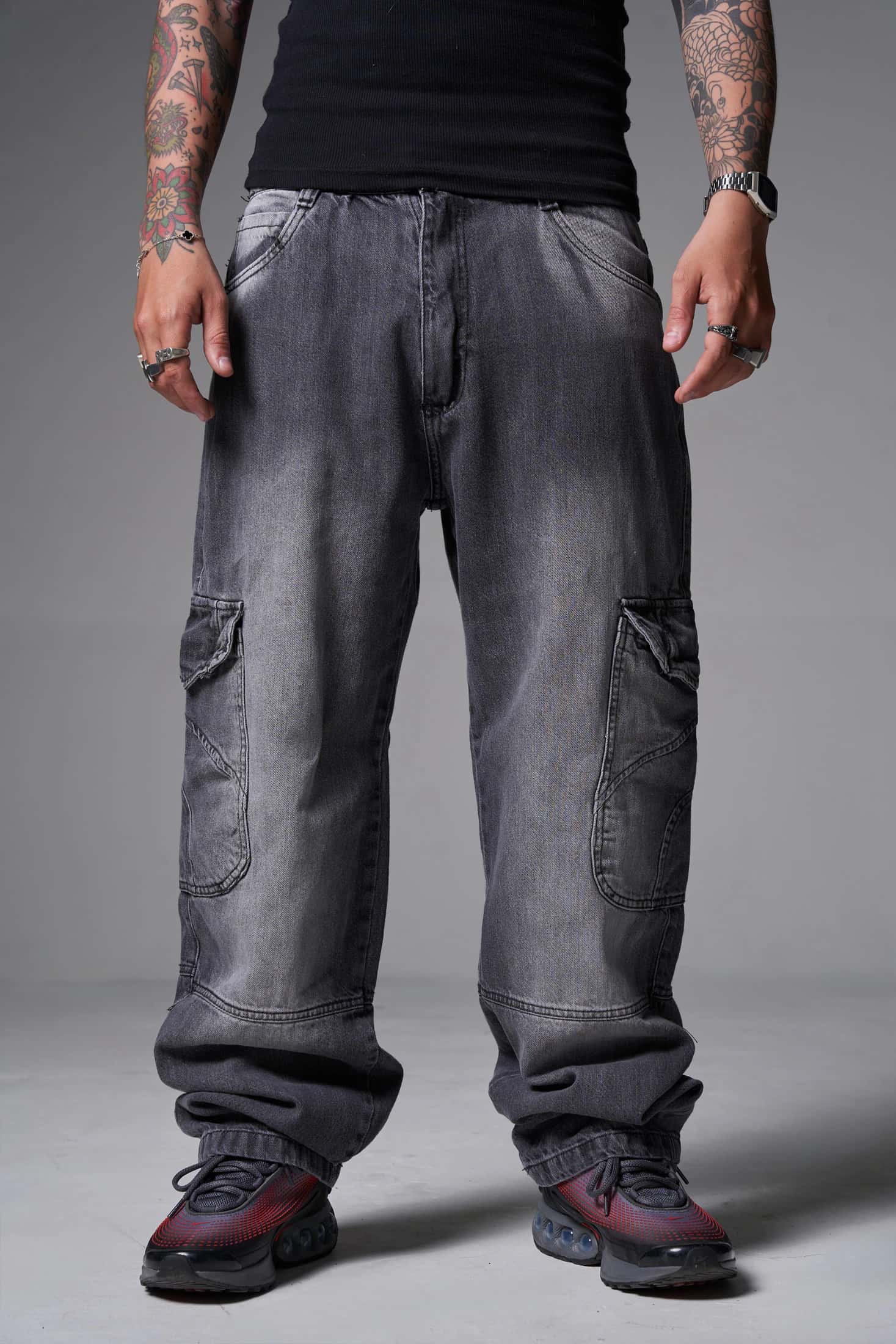 JEANS BAGGY 2 BOLSILLOS  1 CORTE GRIS CLARO