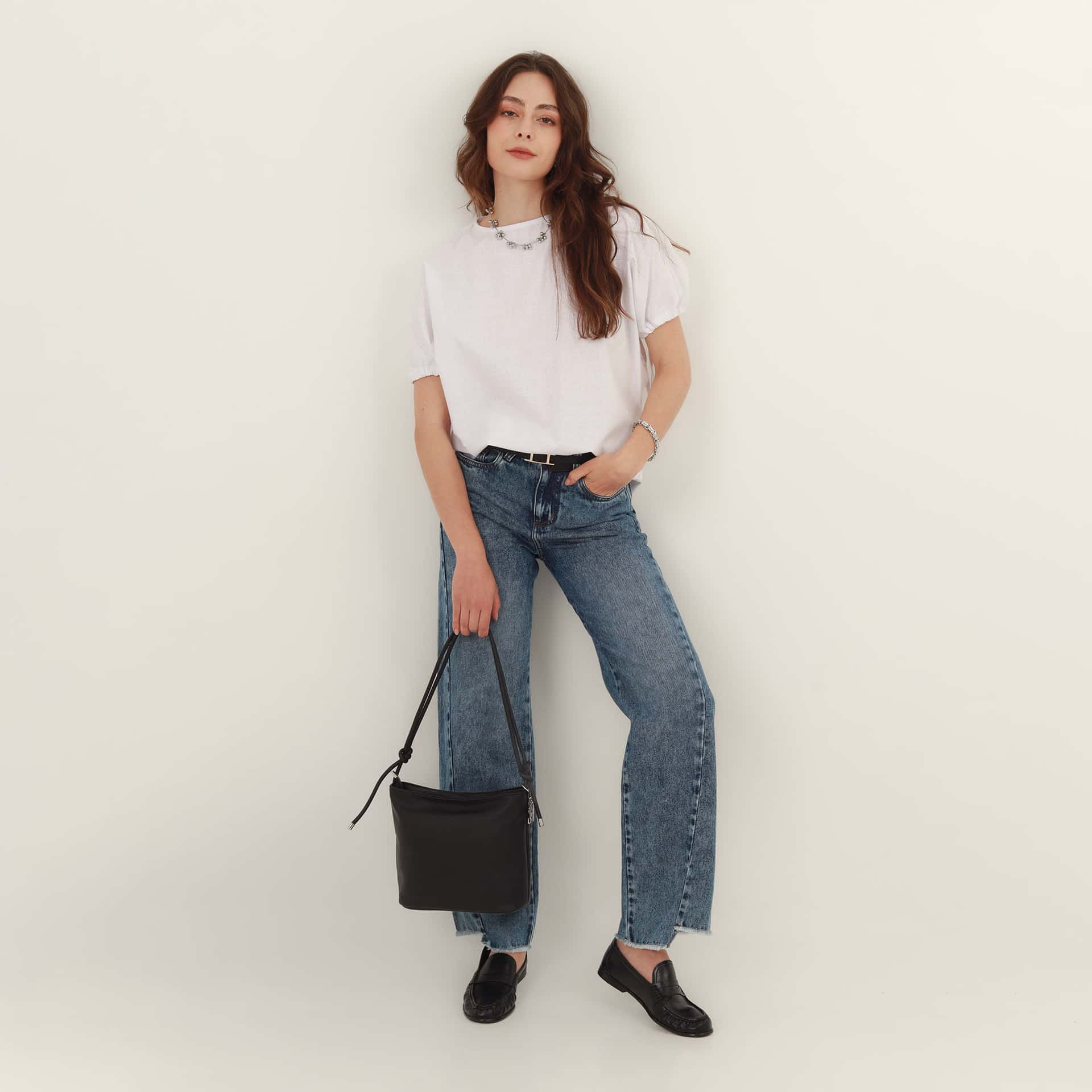Blusa oversize cuello redondo manga con lazos - miniatura 5