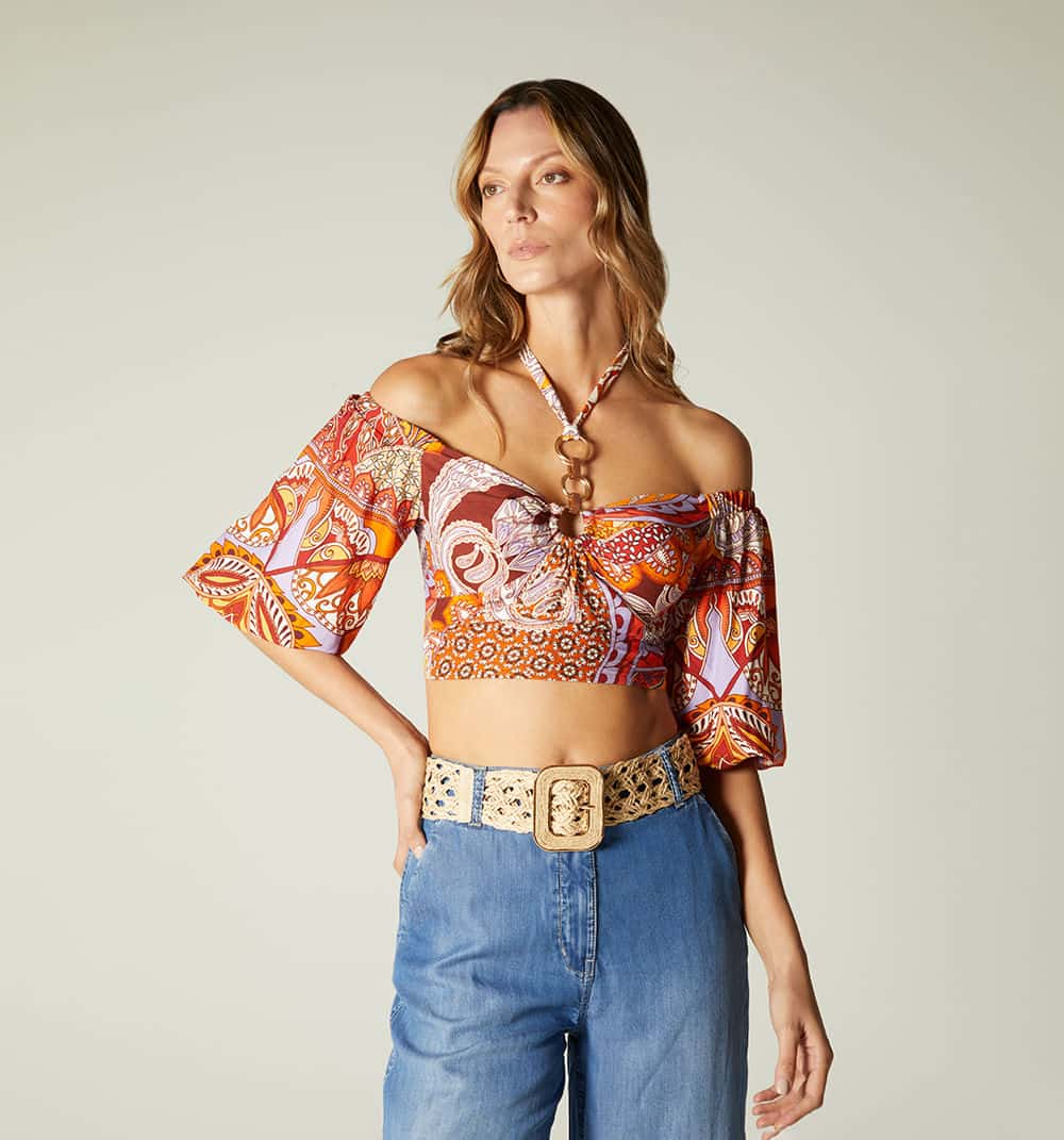 Blusa escote bandeja manga 3/4