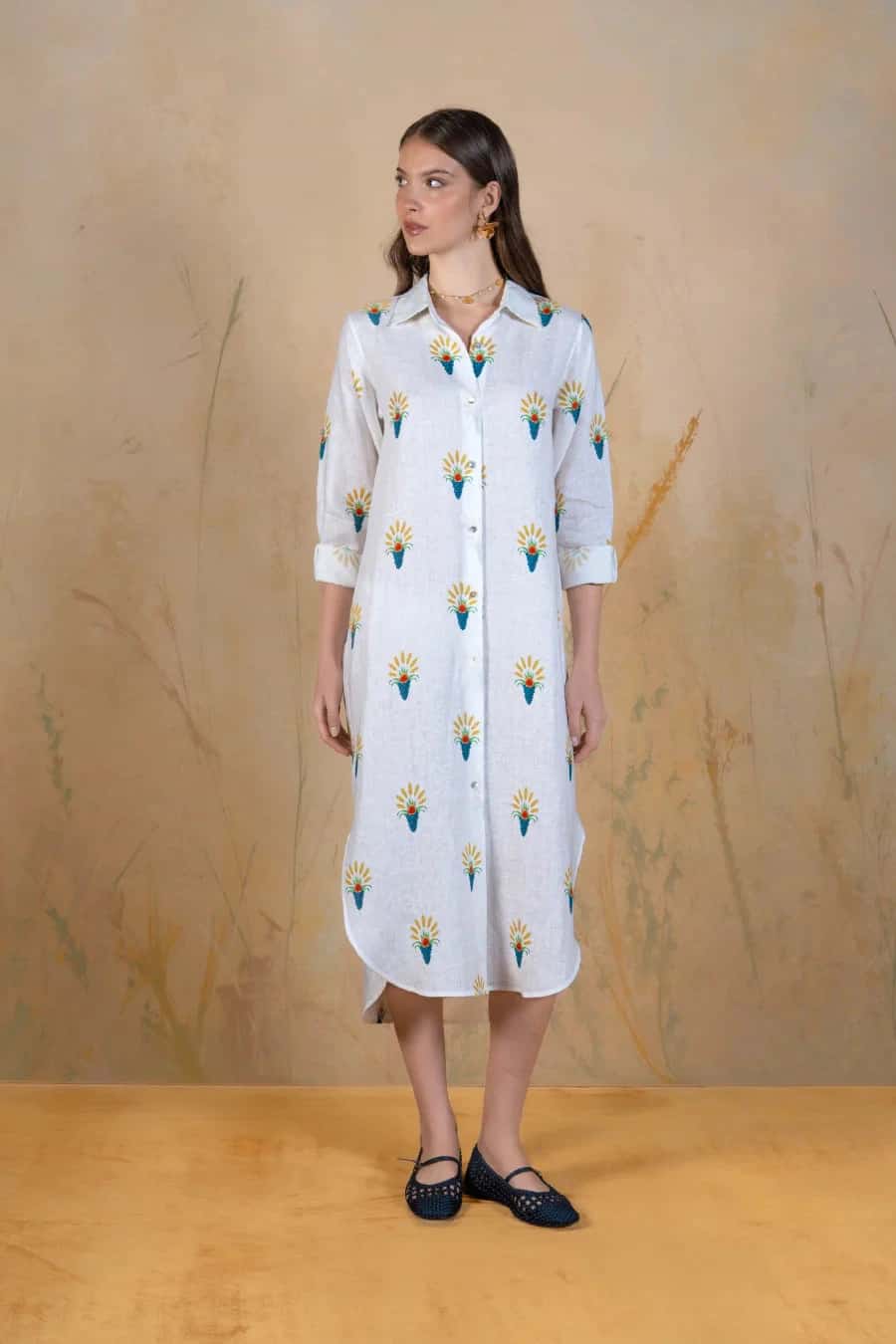 Women's Ortus linen shirt dress white