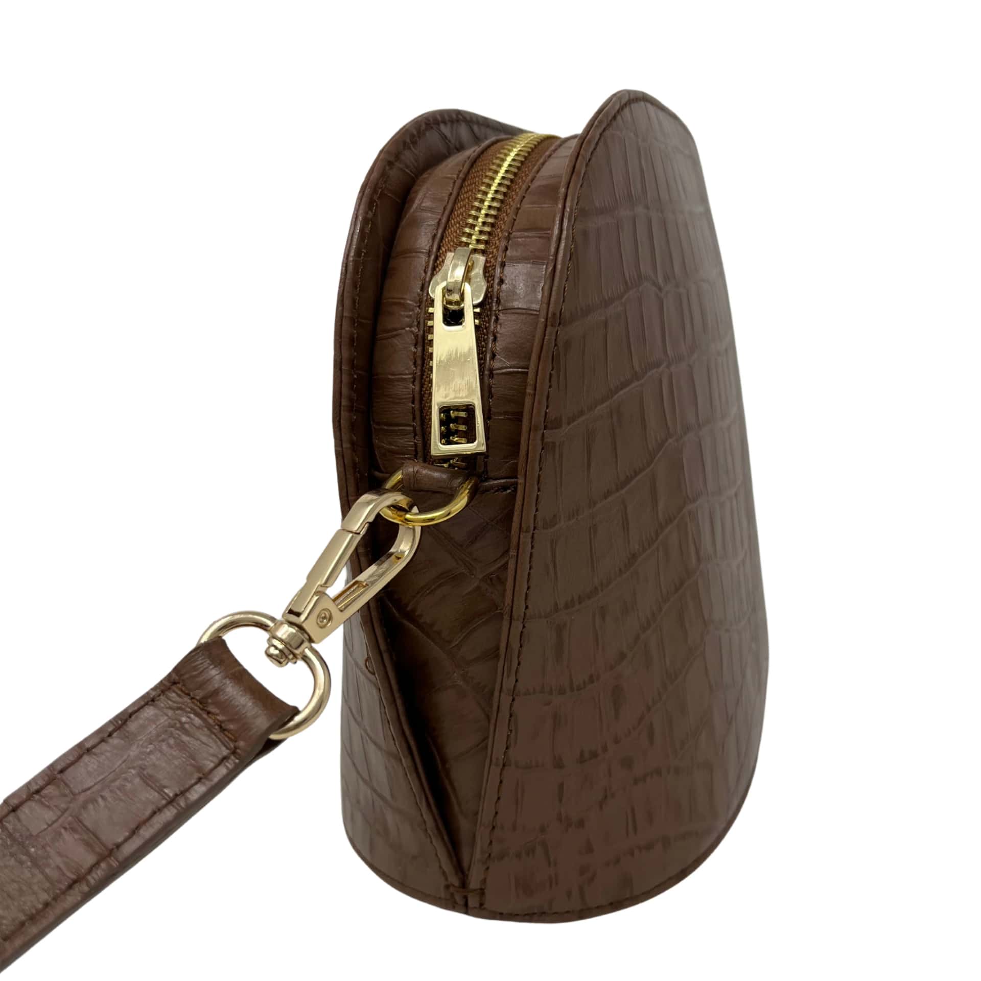 Cartera Isa Cuero Grabado Taponado Café - miniatura 2