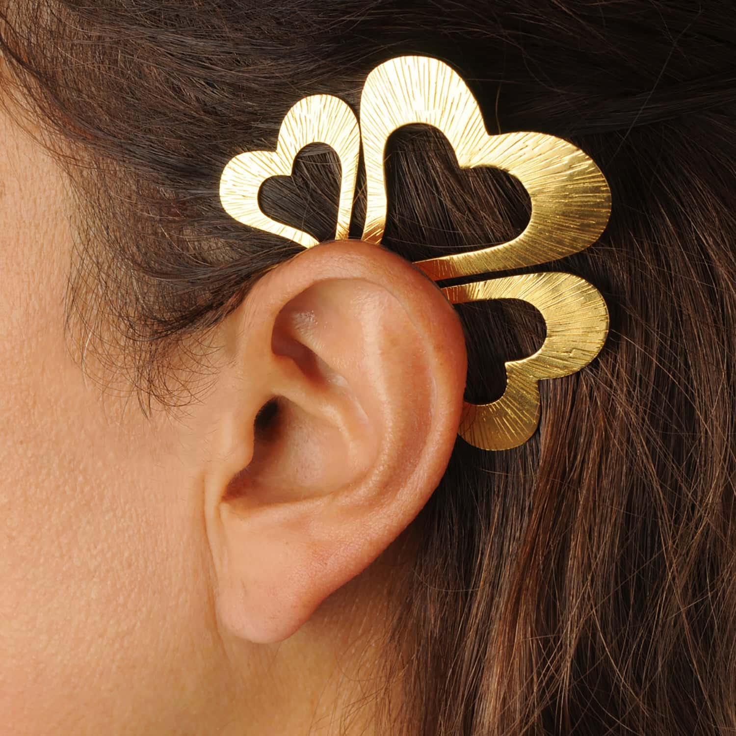 Arete orejera corazones Edén dorado - miniatura 2