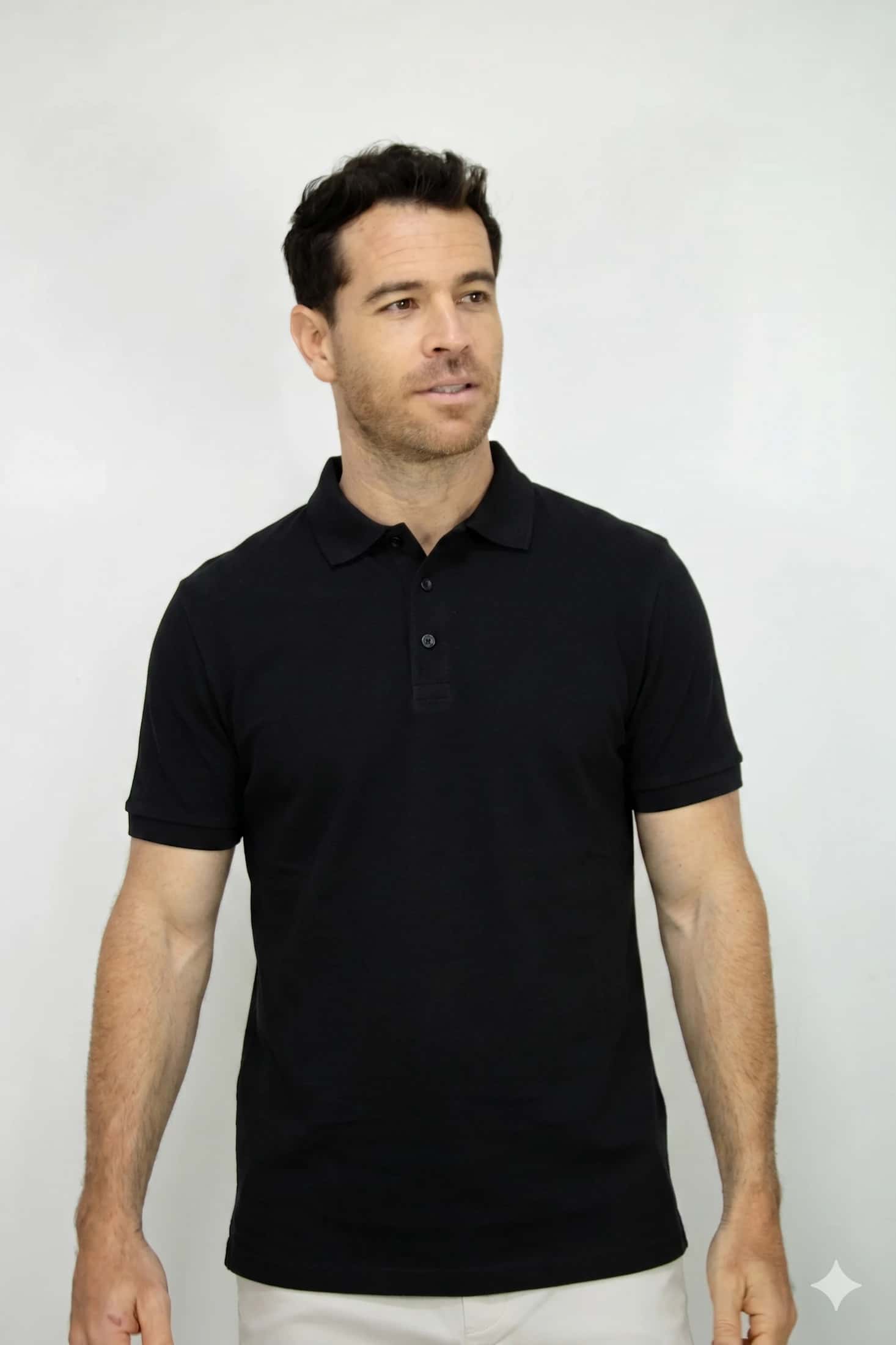 Polo Deportiva Negra Para Hombre