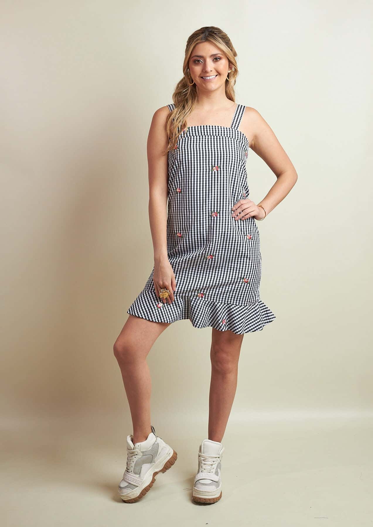 Vestido Tami Cuadros Negros - miniatura 2