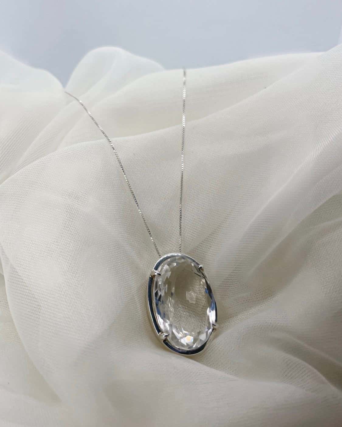 Anillo cuarzo Transparente Óvalo Faceteado - miniatura 3