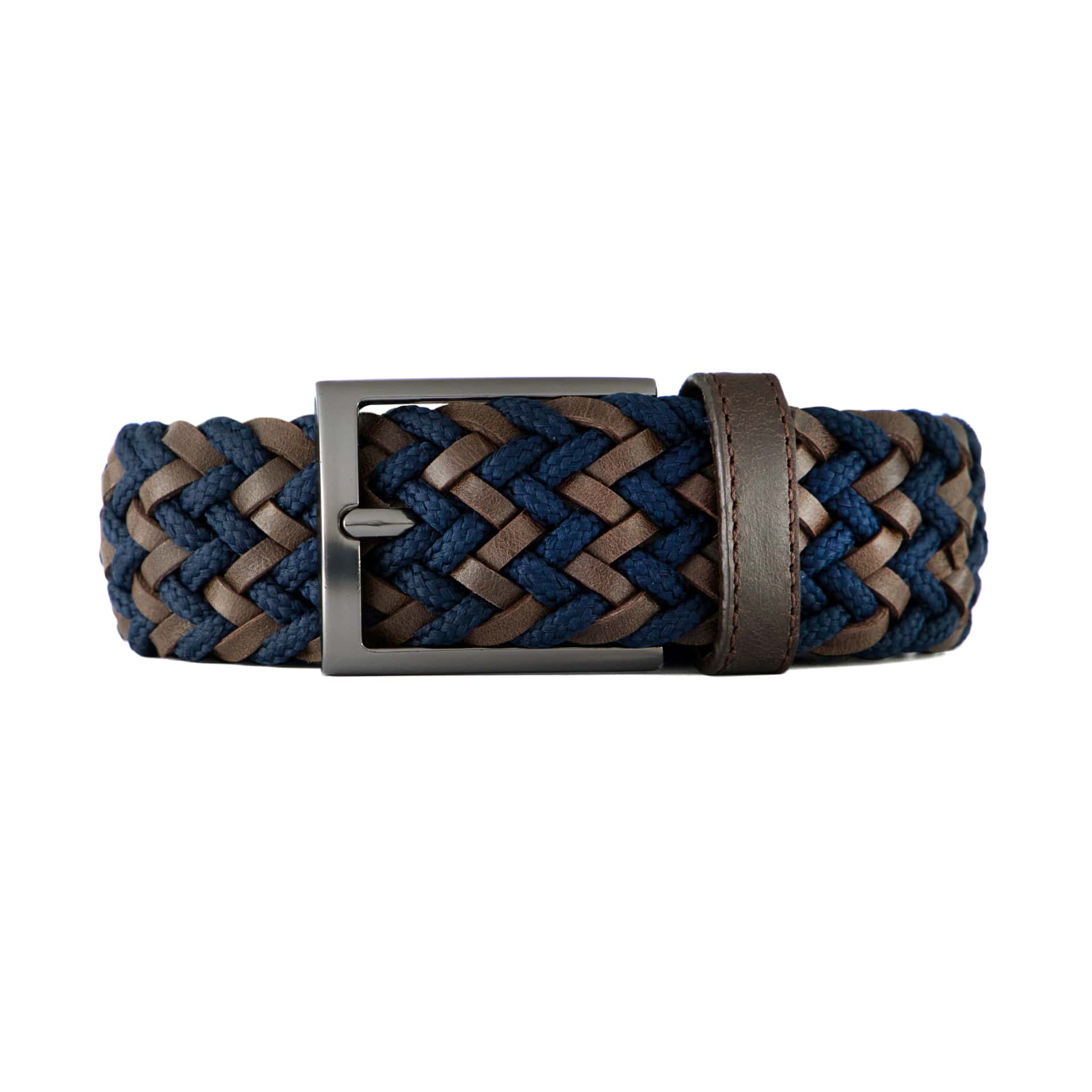 CINTURÓN LEATHER FUSION Azul-Café TALLA S